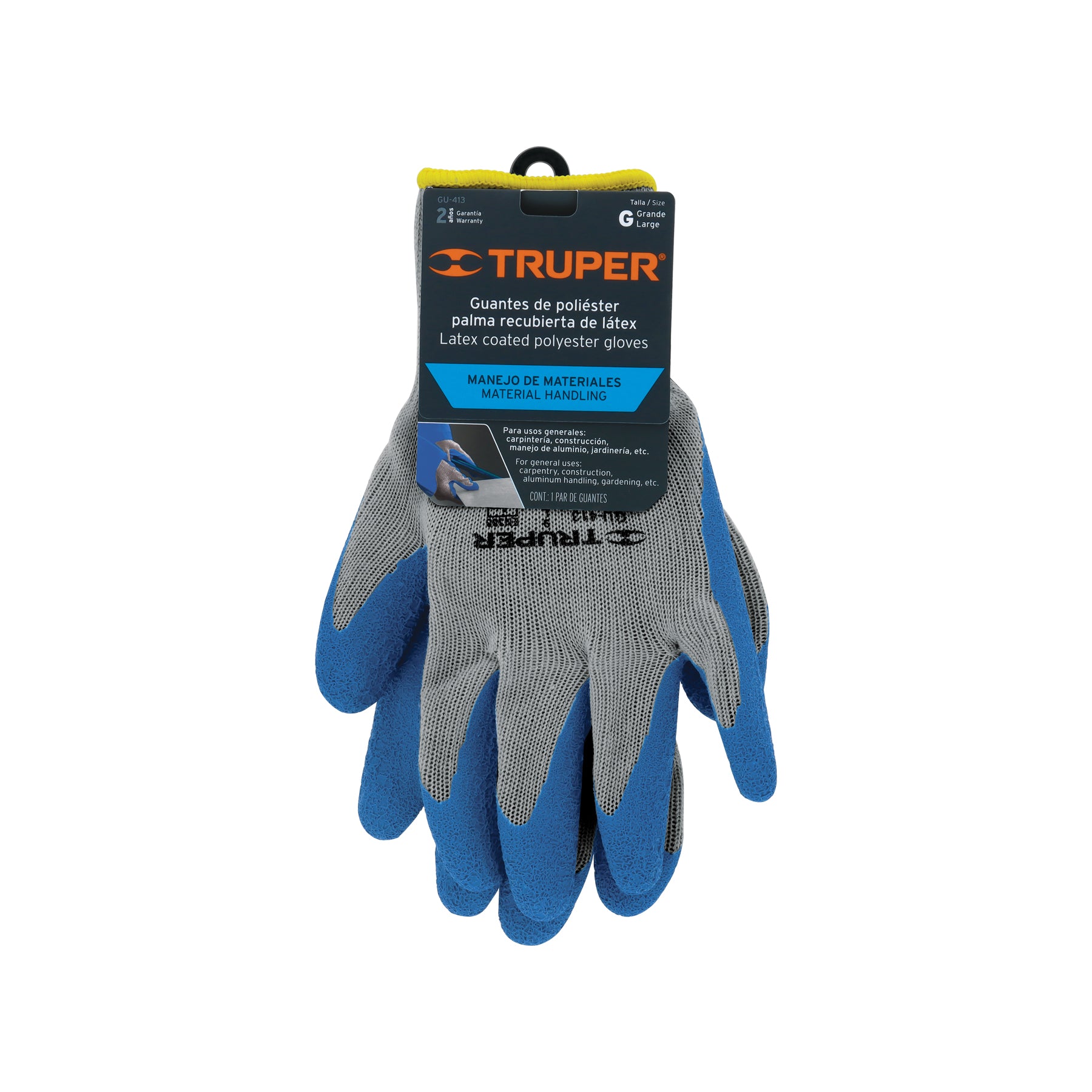 Guantes de poliéster recubiertos de latex, grandes