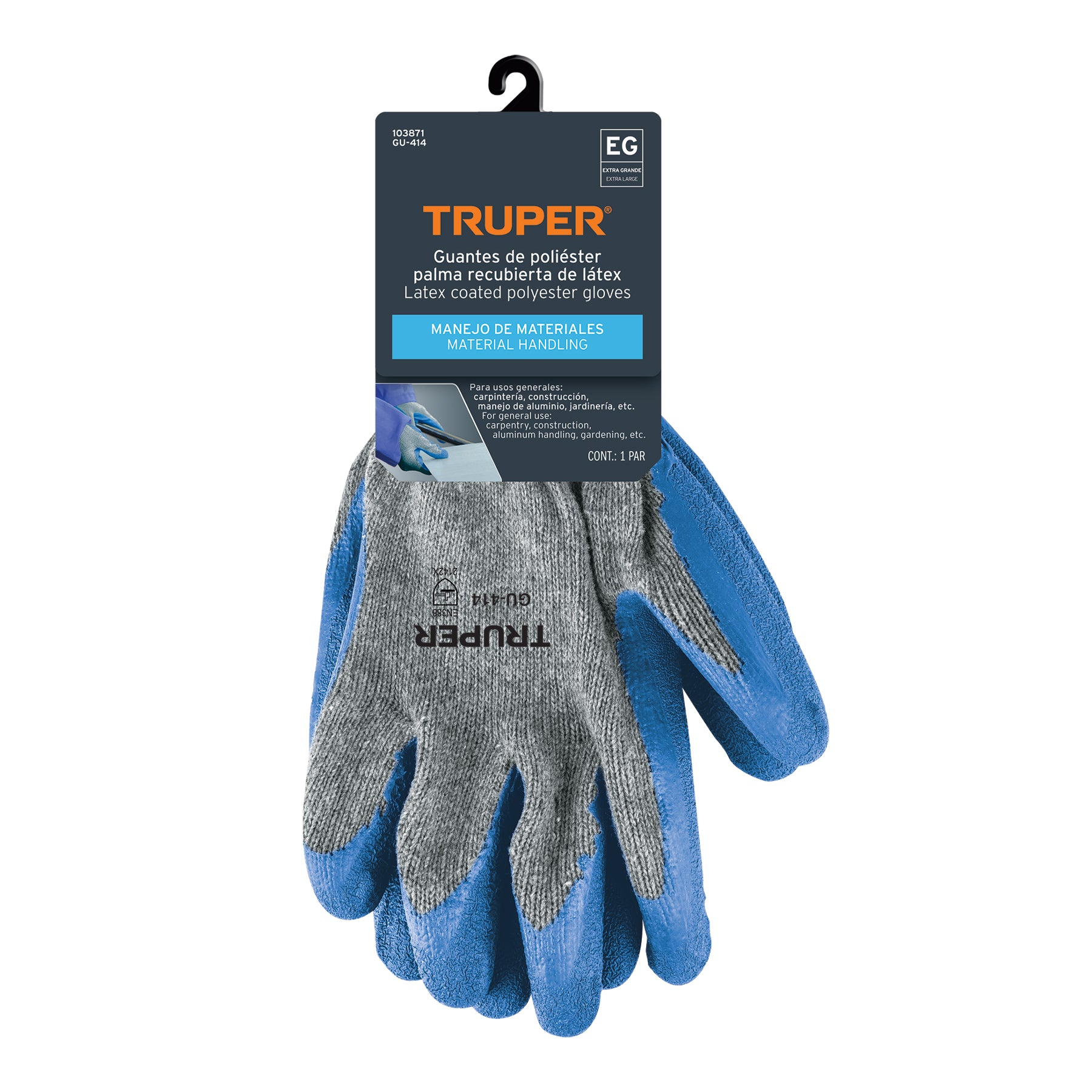 Guantes de poliéster recubiertos de latex, XG, Truper