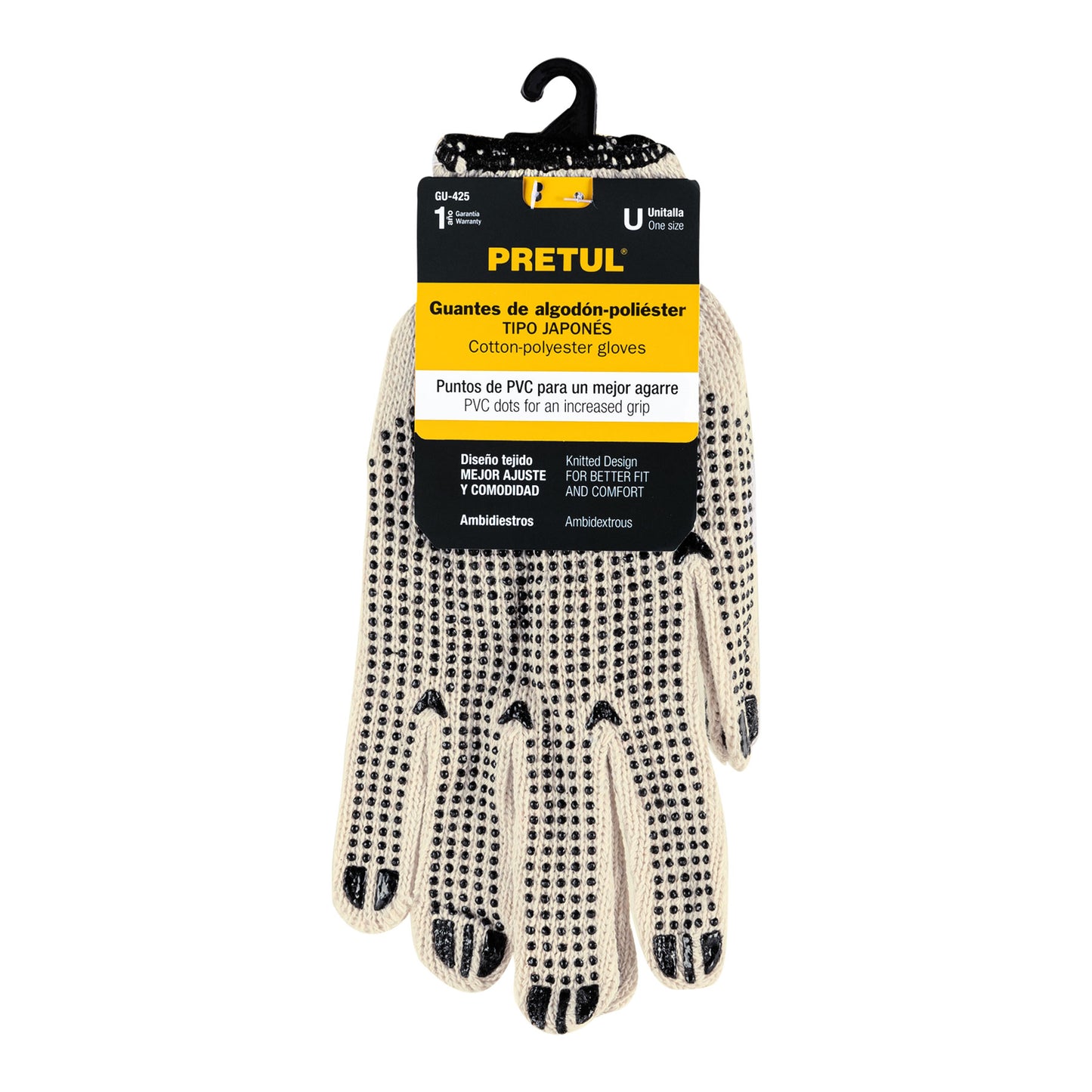 Guantes de algodón con puntos de pvc, pretul