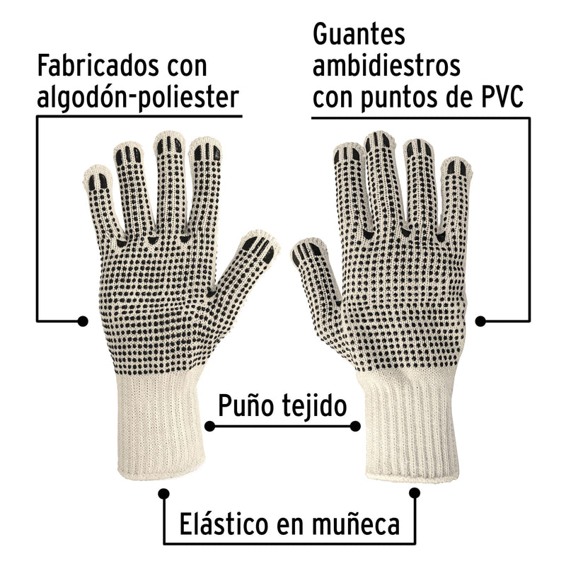 Guantes de algodón con puntos de pvc, pretul