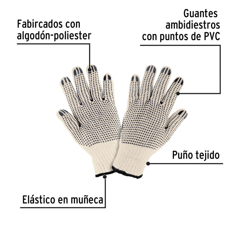 Guantes de algodón con puntos de pvc, pretul