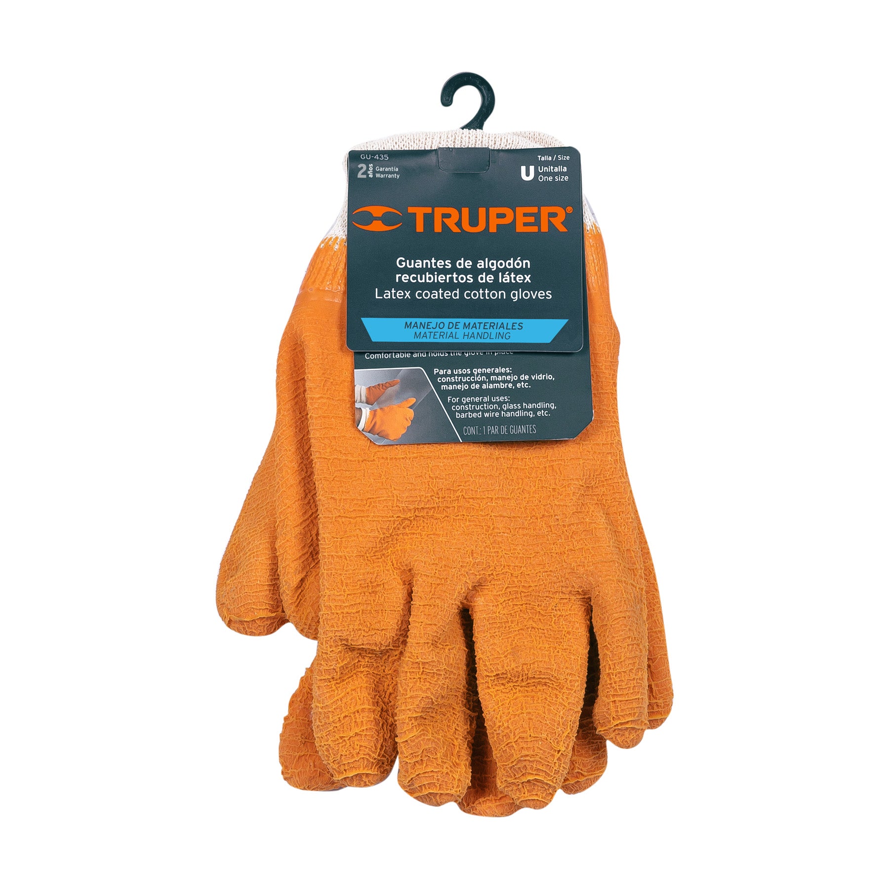Guantes de algodón recubrimiento total de latex, unitalla