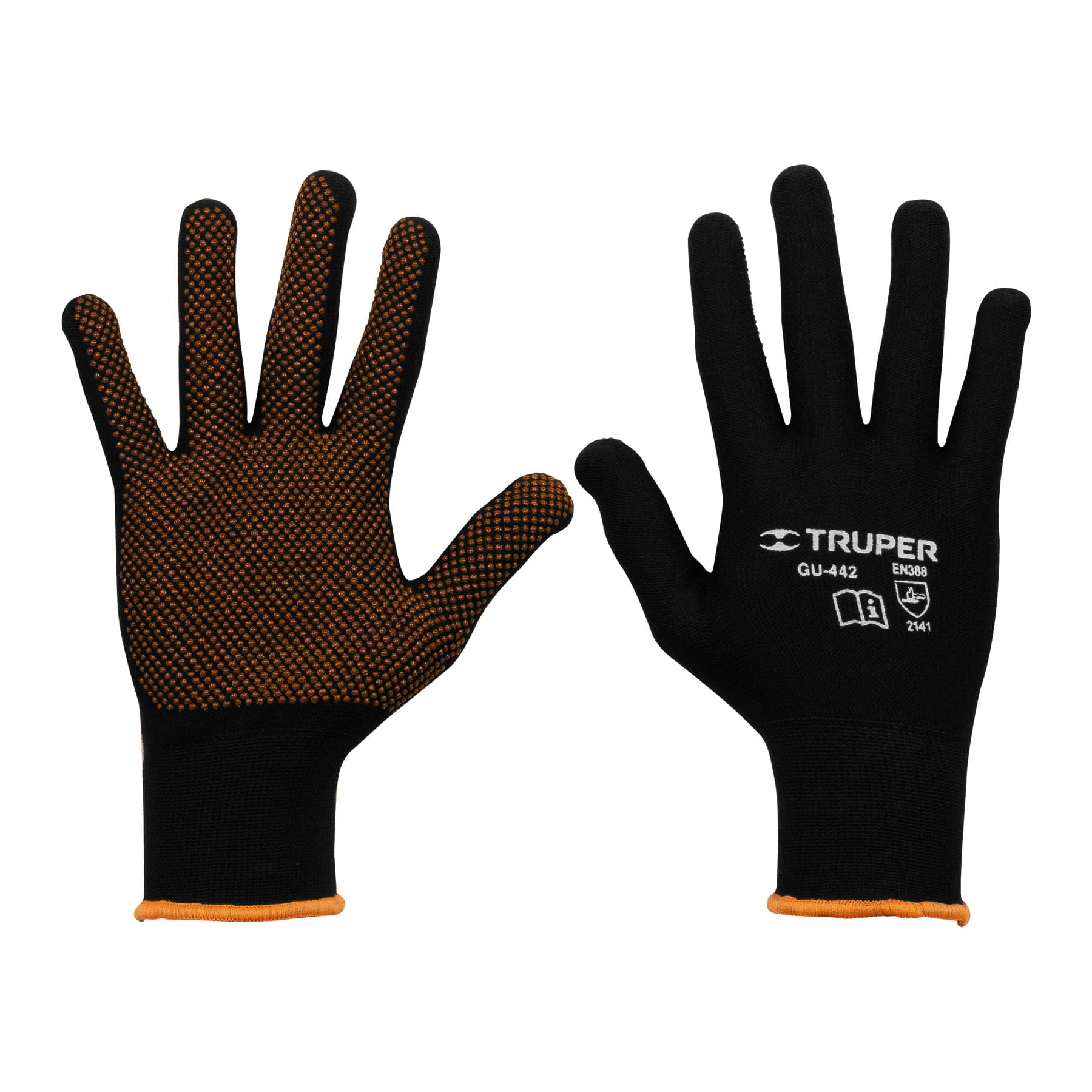 Guantes de nylon con puntos de PVC en palma, medianos