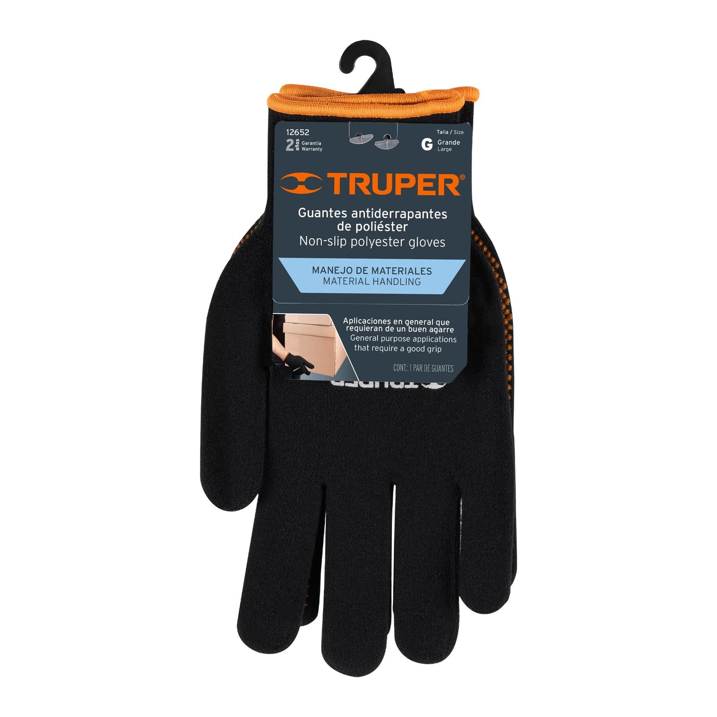 Guantes de nylon con puntos de PVC en palma, grandes