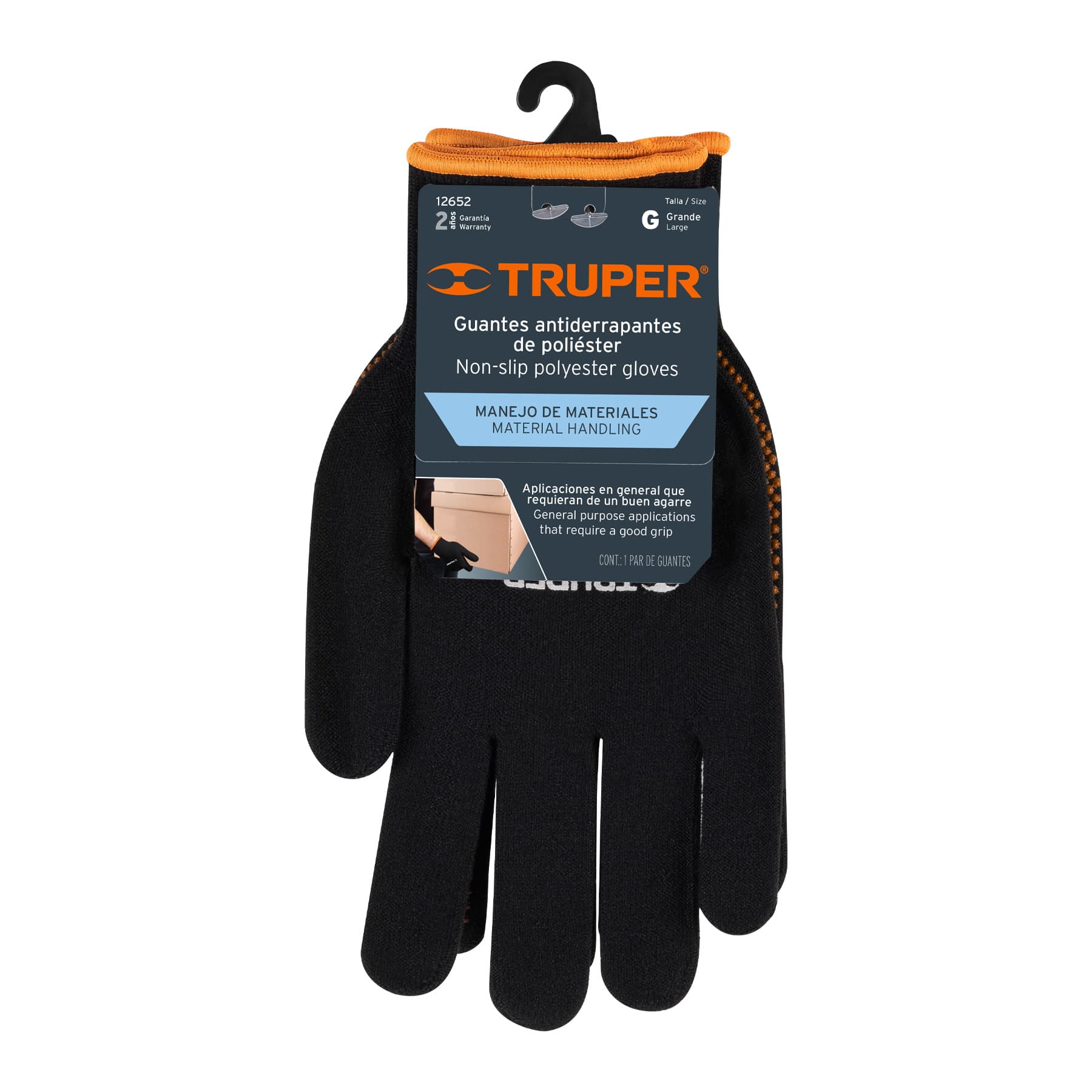 Guantes de nylon con puntos de PVC en palma, grandes