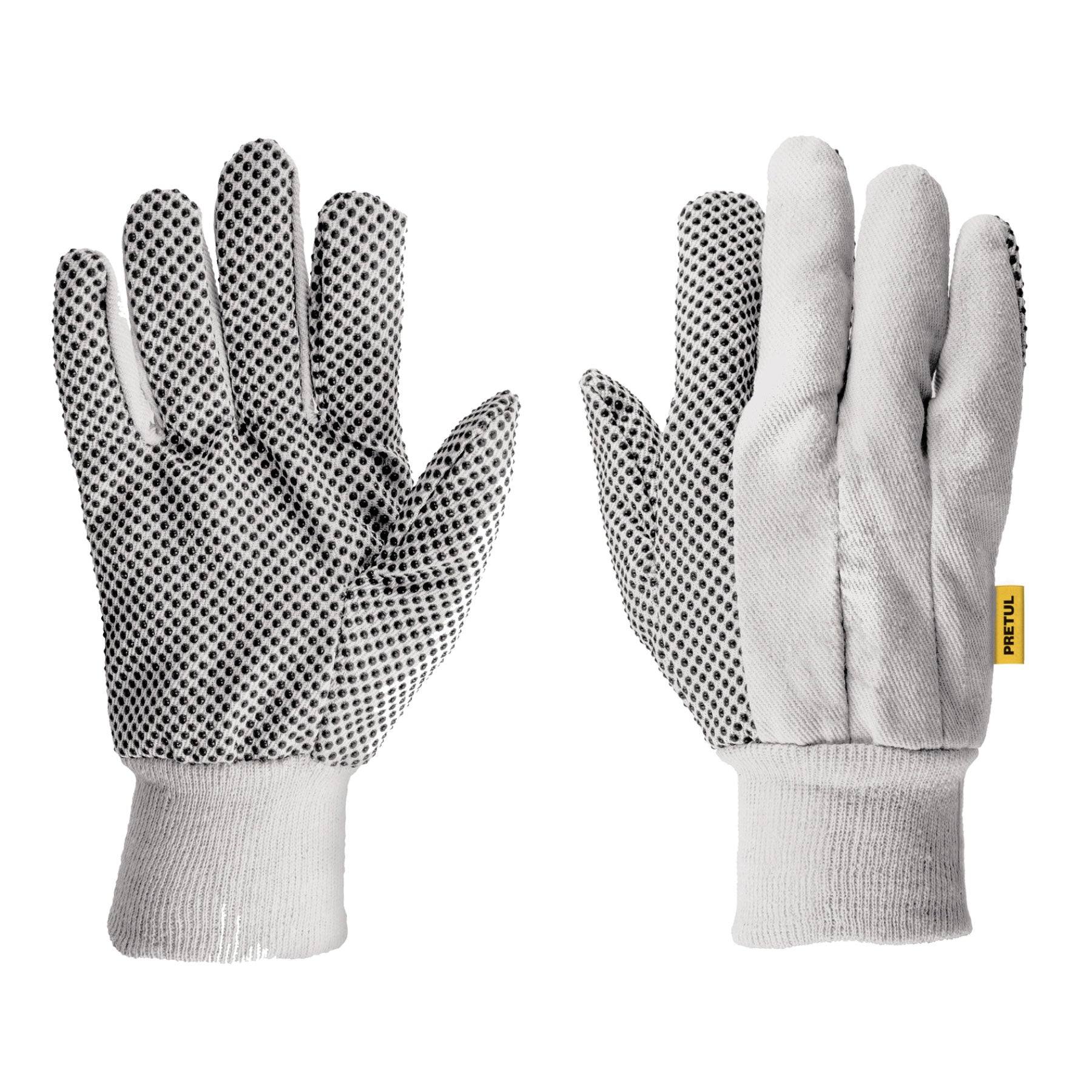 Guantes de algodón con puntos de PVC, palmas y dorso, Pretul
