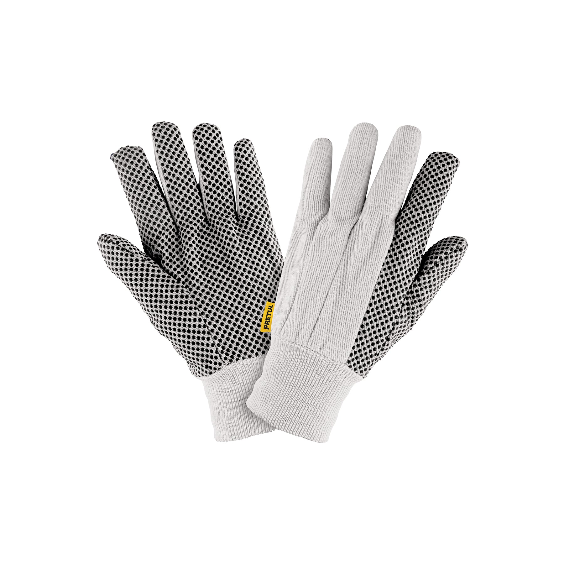 Guantes de algodón con puntos de PVC, palmas y dorso, Pretul