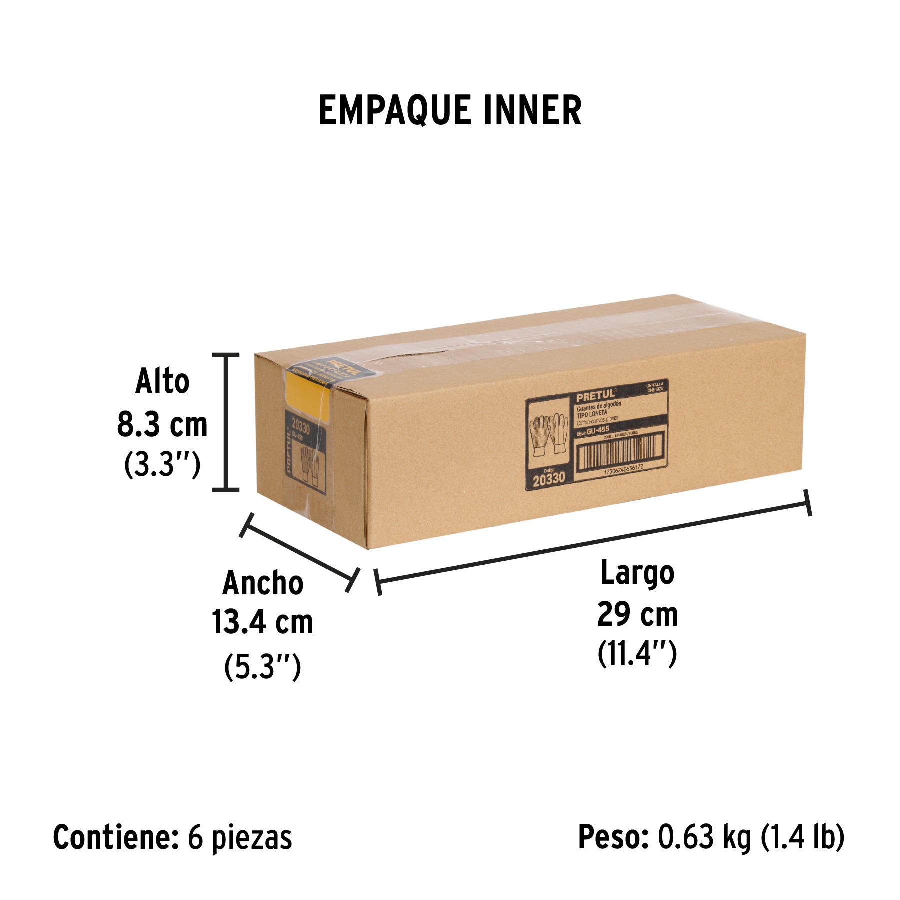 Guantes de algodón con puntos de PVC, palmas y dorso, Pretul