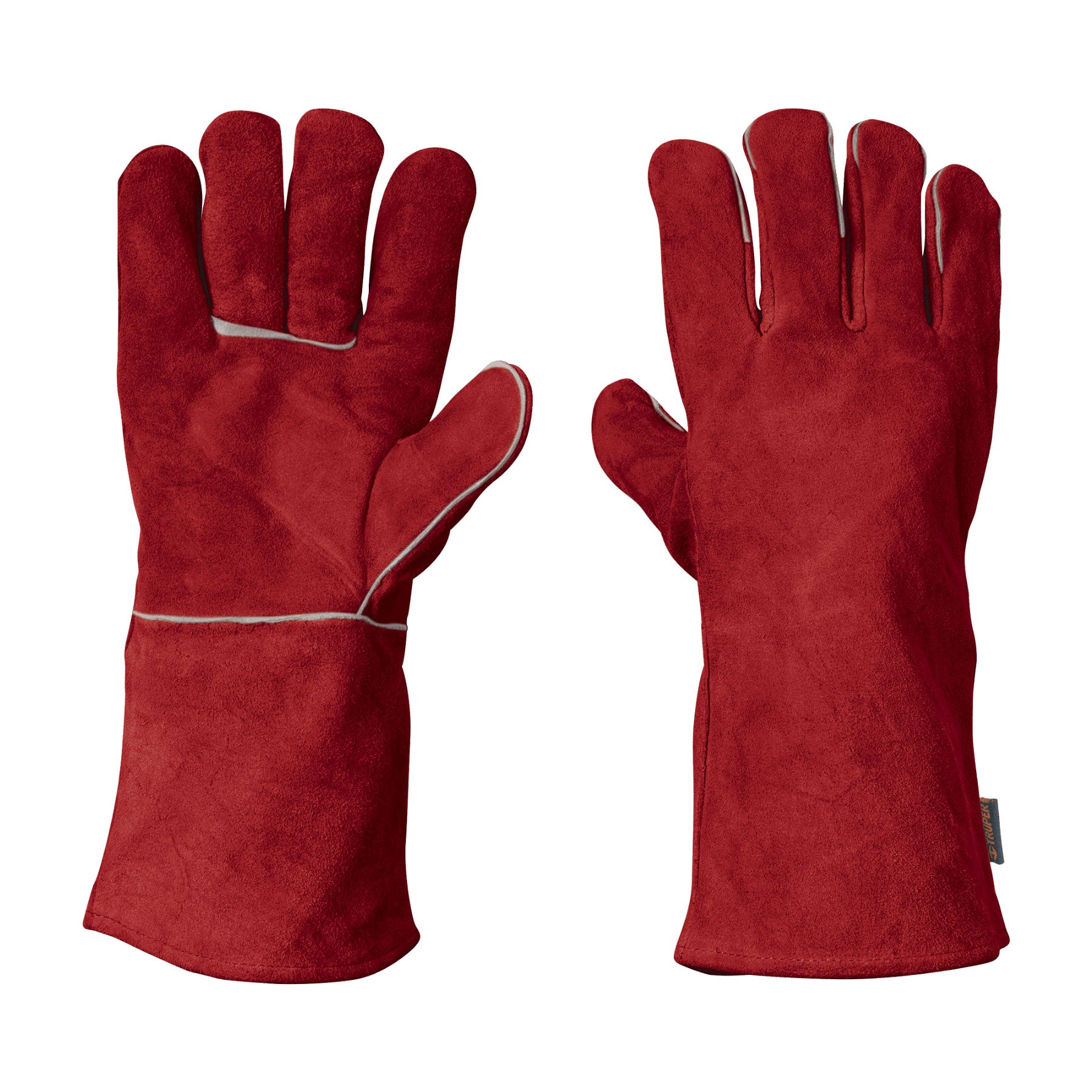 Guante rojo de carnaza para soldador