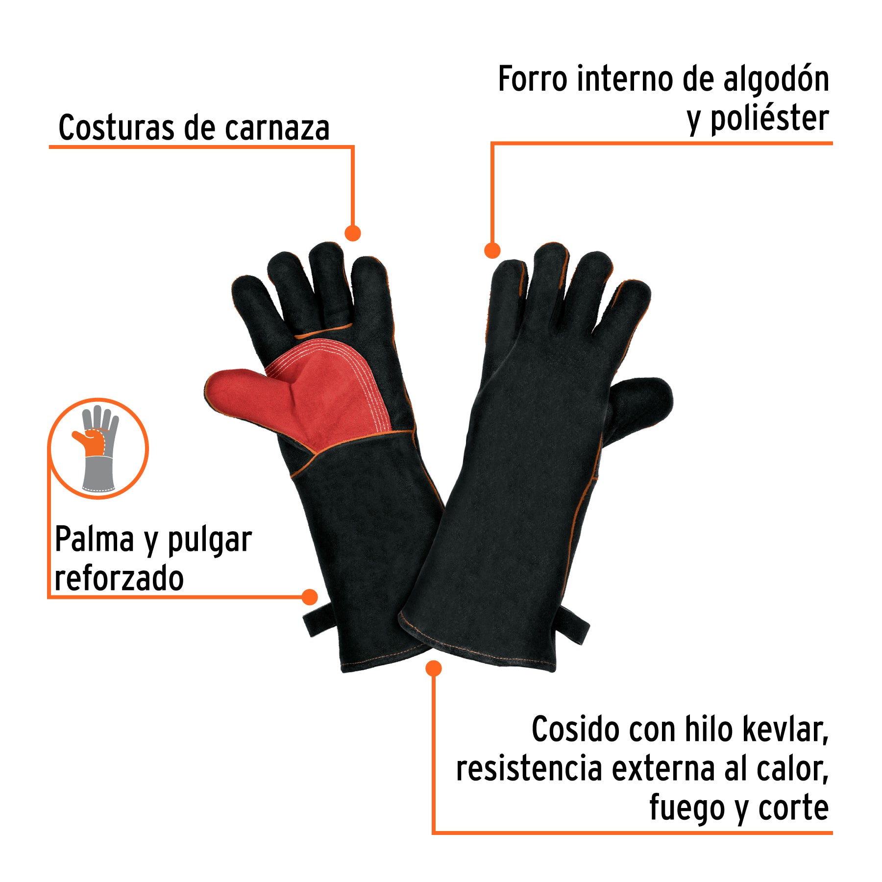 Guantes negros reforzados para soldador, TRUPER EXPERT