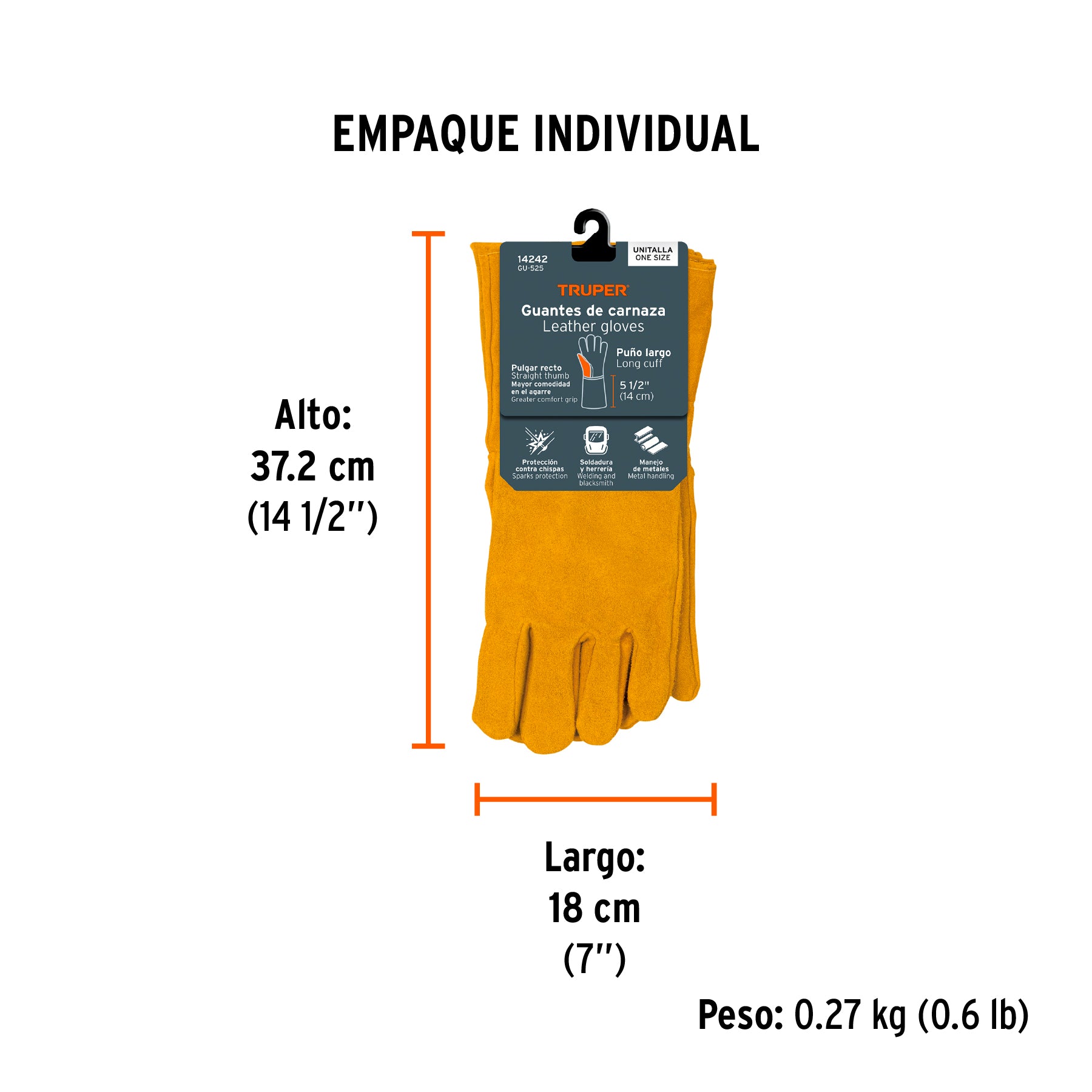 Guantes de carnaza, largo sustituto 14241