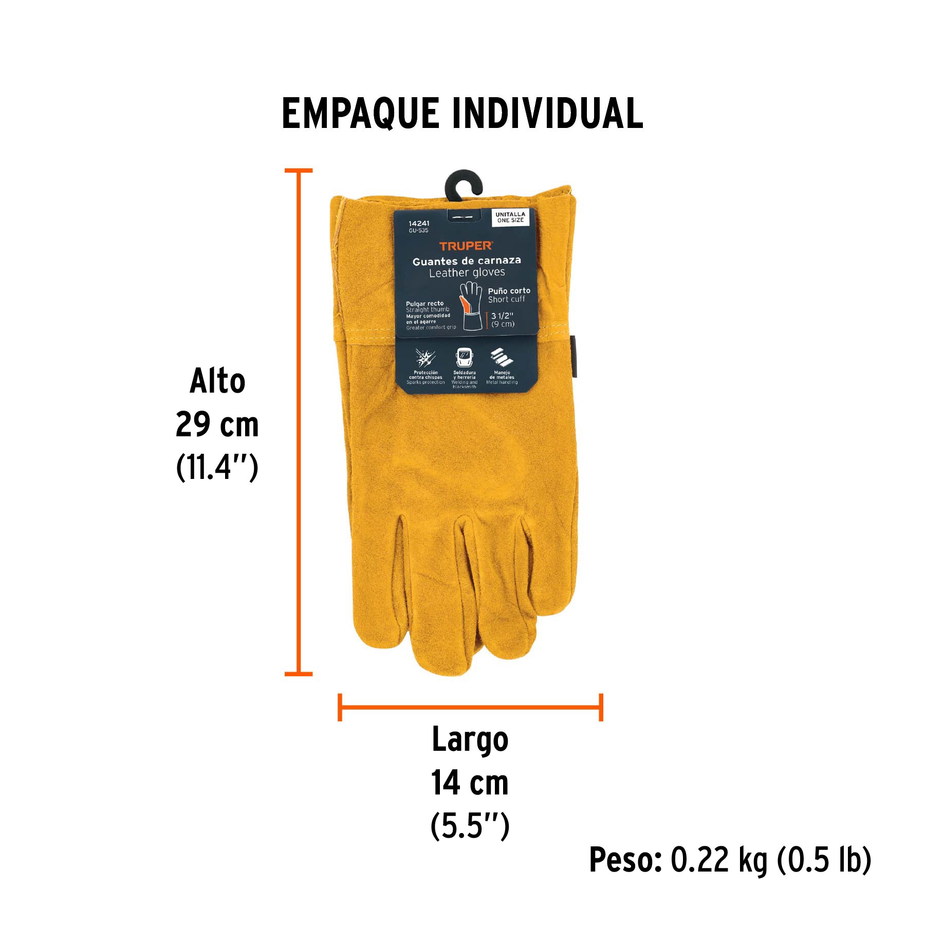 Guantes de carnaza, corto