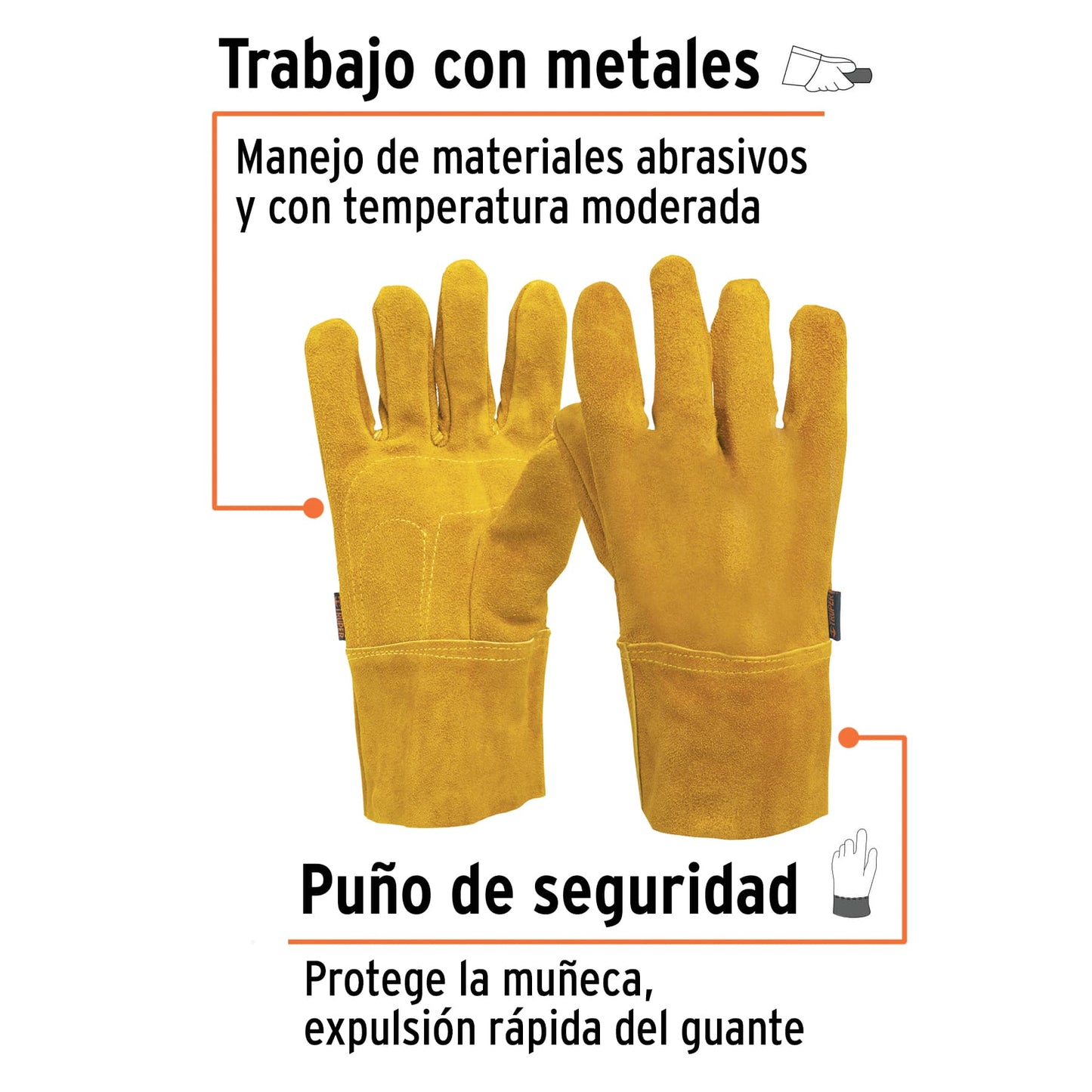 Guantes de carnaza, corto