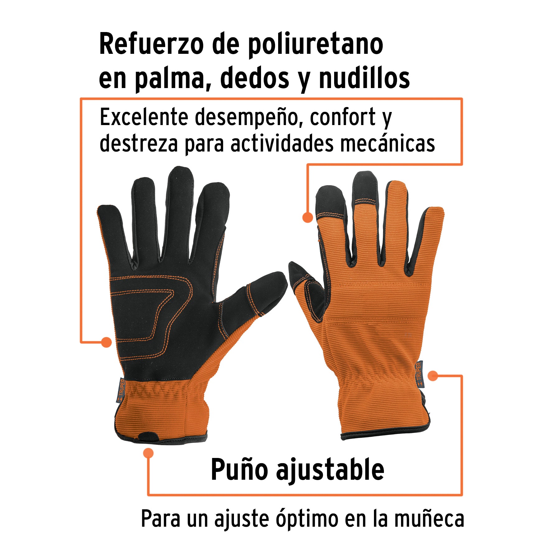 Guantes para mecánico, palma reforzada