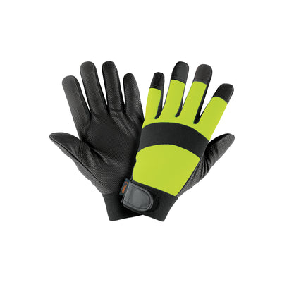 Guantes mecánico, alta visibilidad, palma poliuretano, verde