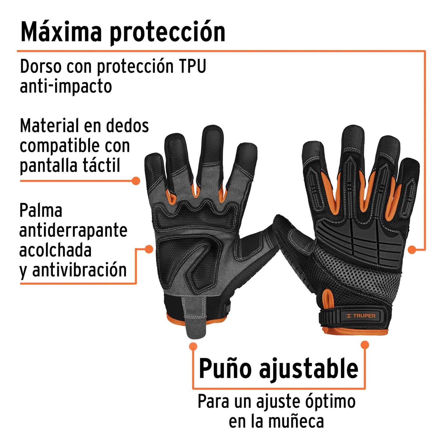 Guantes para mecánicos con protección anti-impacto