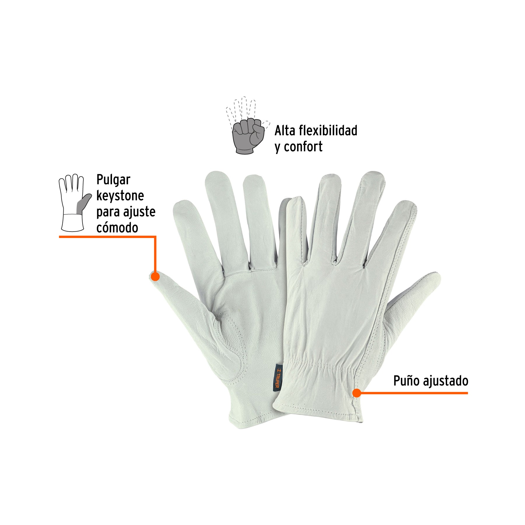 Guantes de piel de cabra, tipo operador, CH, TRUPER