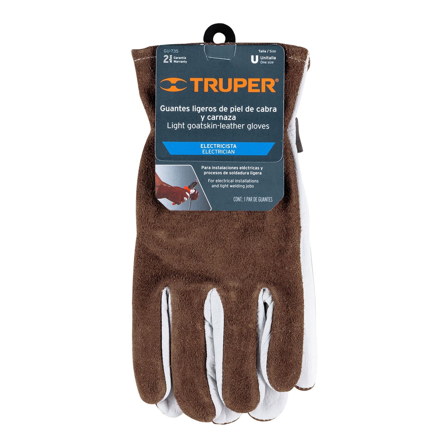 Guantes piel de cabra con dorso de carnaza sustituto 14286