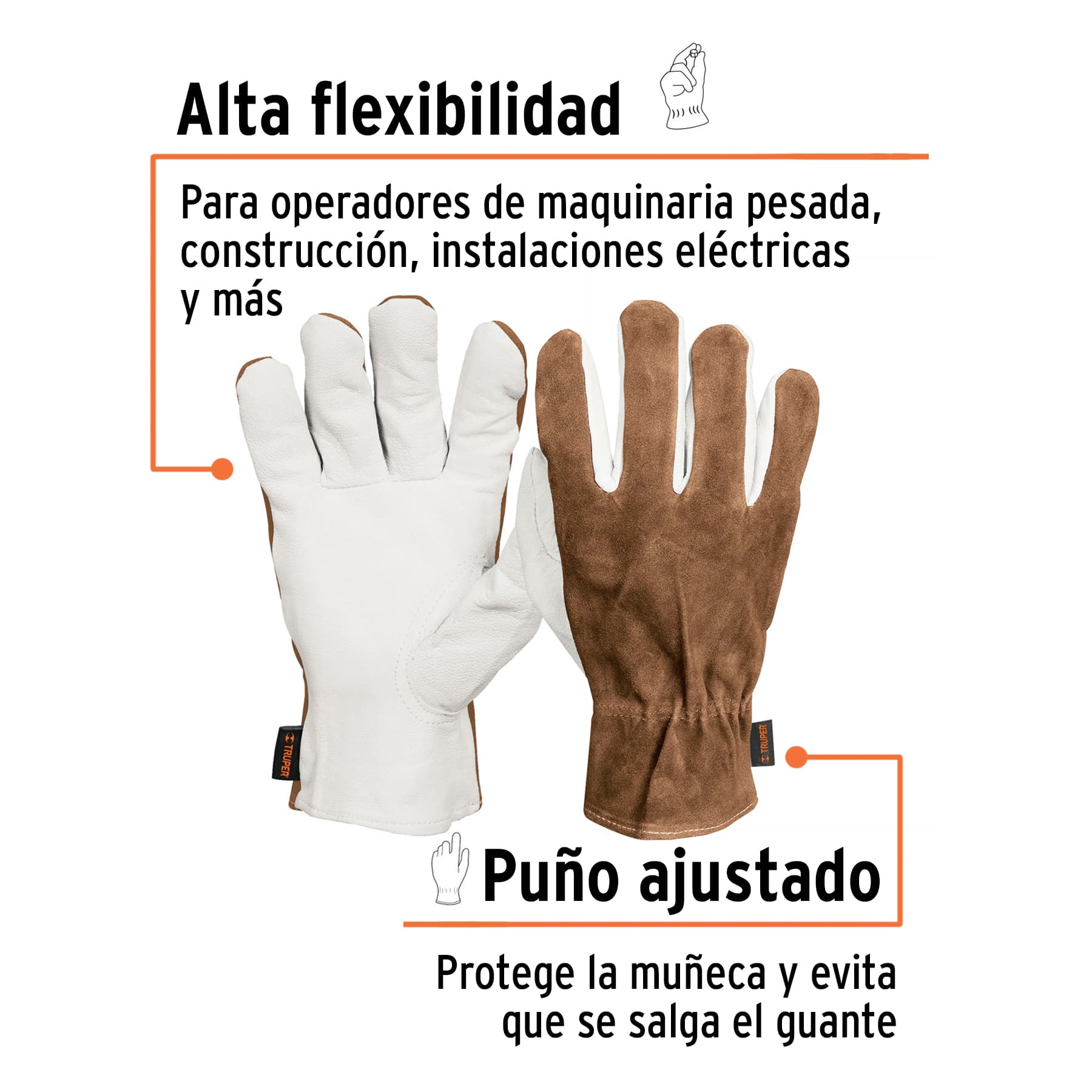 Guantes piel de cabra con dorso de carnaza sustituto 14286