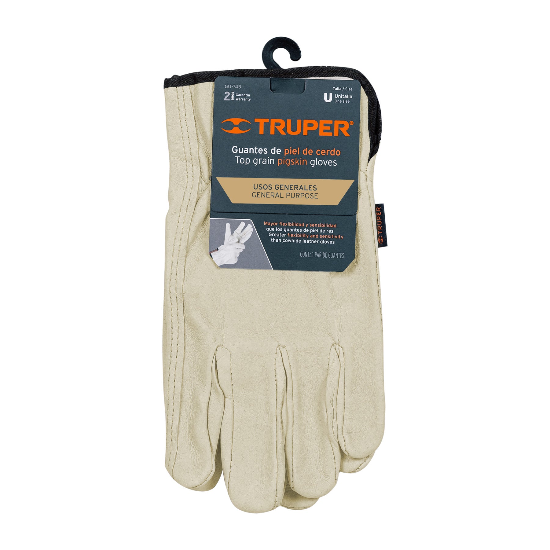 Guantes piel de cerdo con puño ajustado