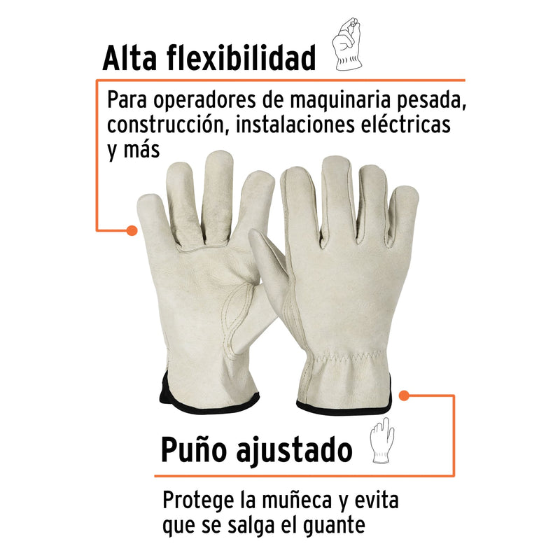 Guantes piel de cerdo con puño ajustado