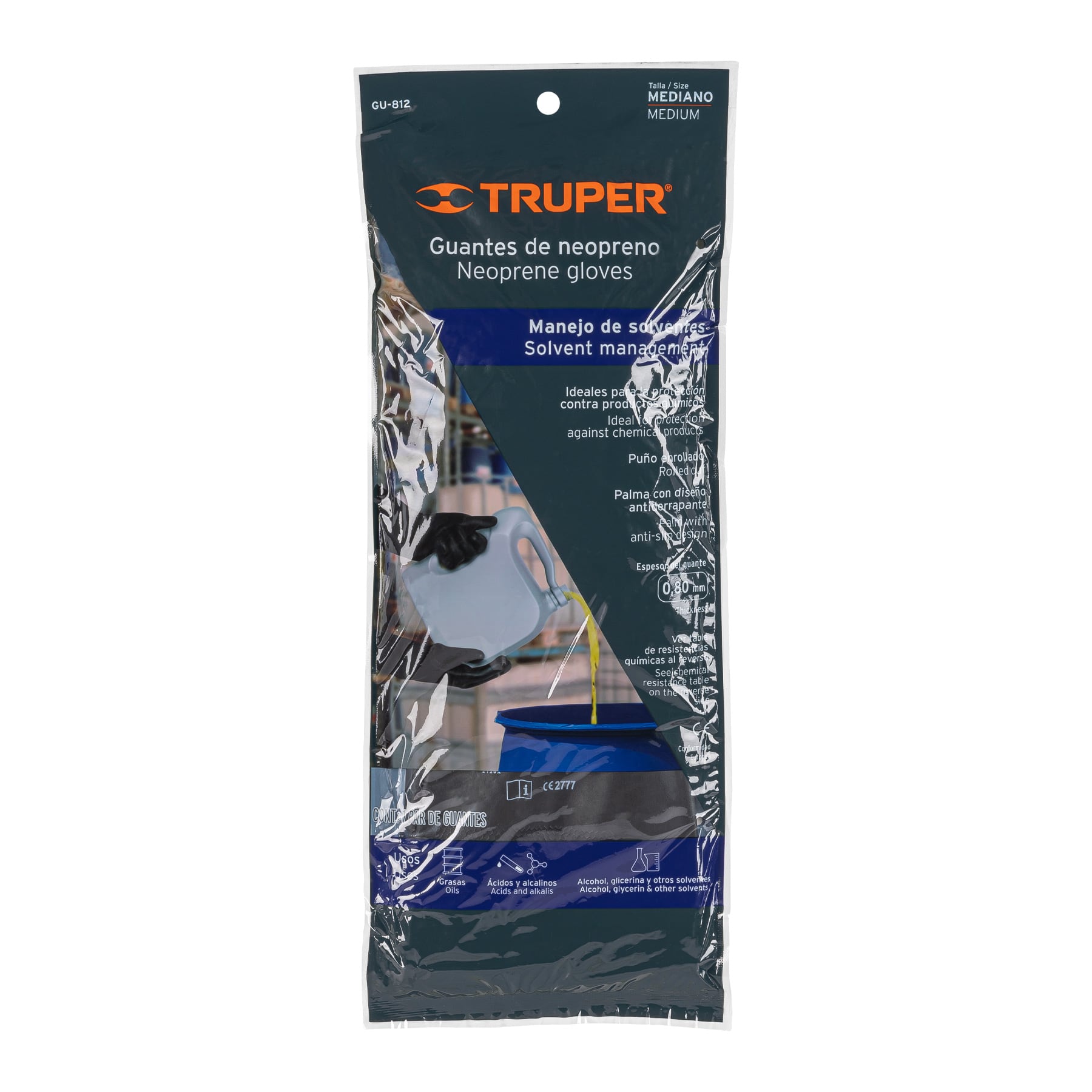 Guantes de neopreno para manejo de químicos, medianos