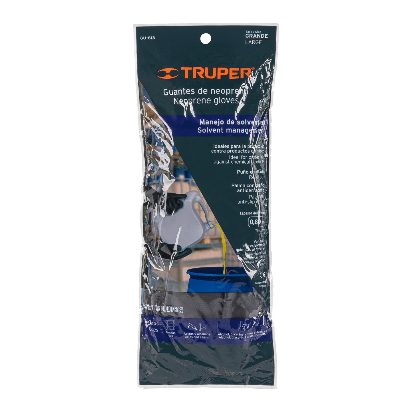Guantes de neopreno para manejo de químicos, grandes