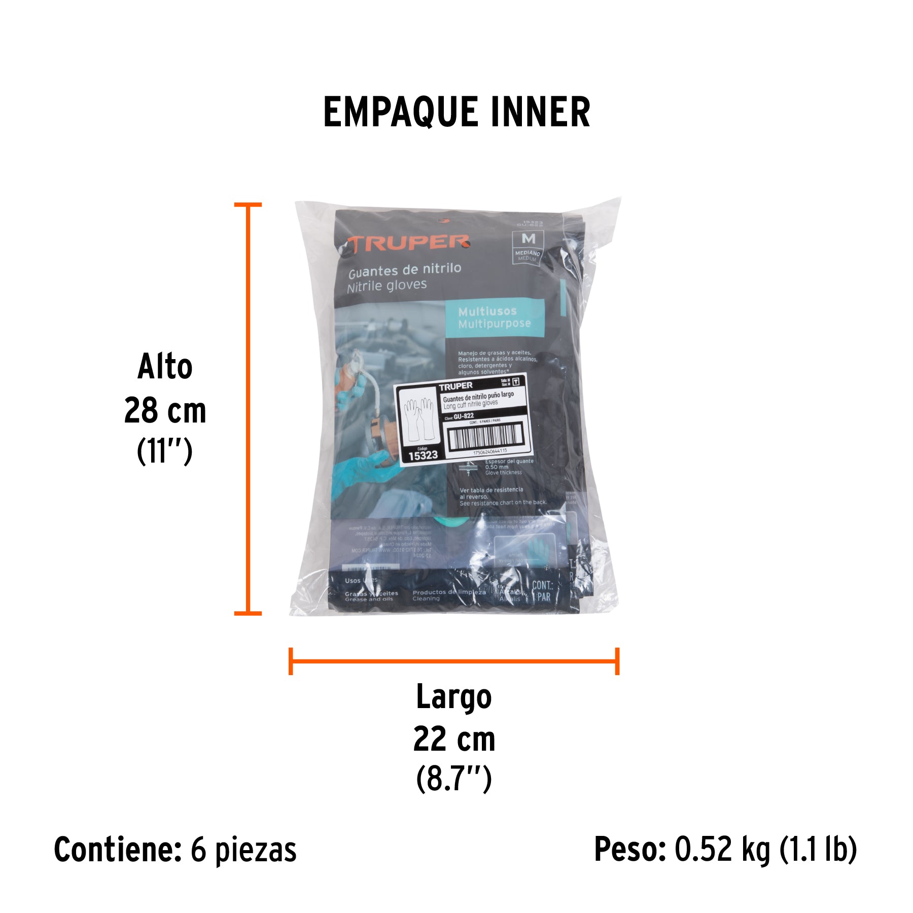Guantes de nitrilo verde, multiusos, medianos