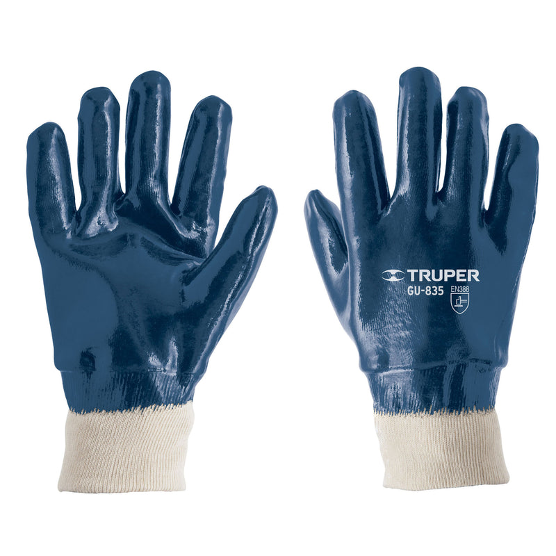 Guantes algodón recubierto con nitrilo, puño calcetín