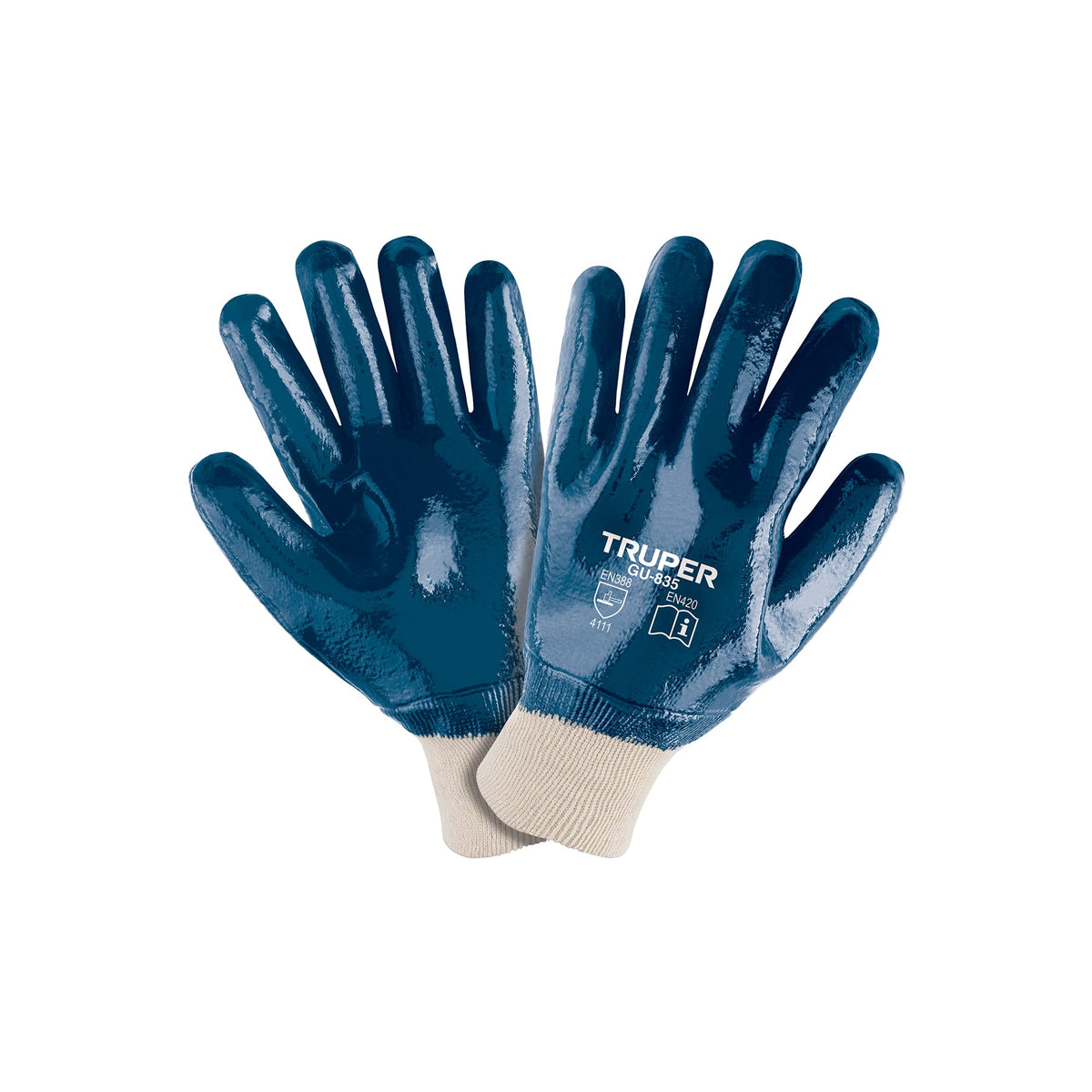 Guantes algodón recubierto con nitrilo, puño calcetín