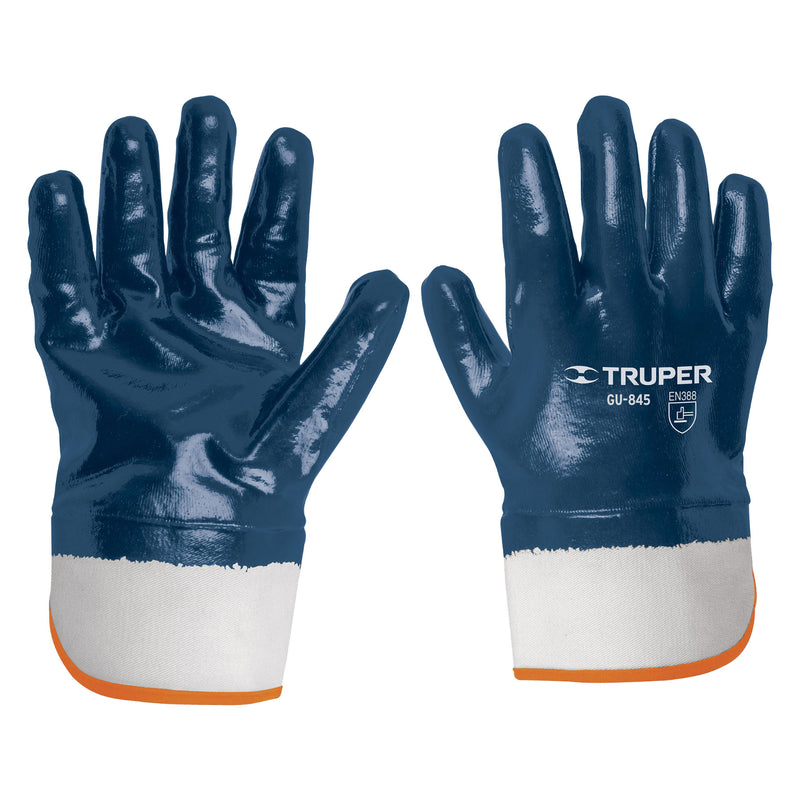 Guantes algodón recubierto con nitrilo, puño seguridad