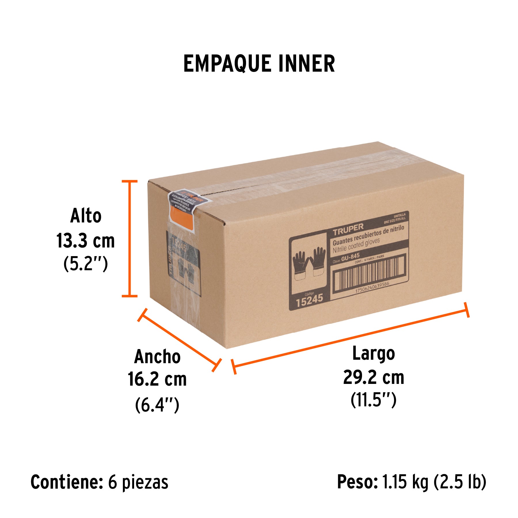 Guantes algodón recubierto con nitrilo, puño seguridad
