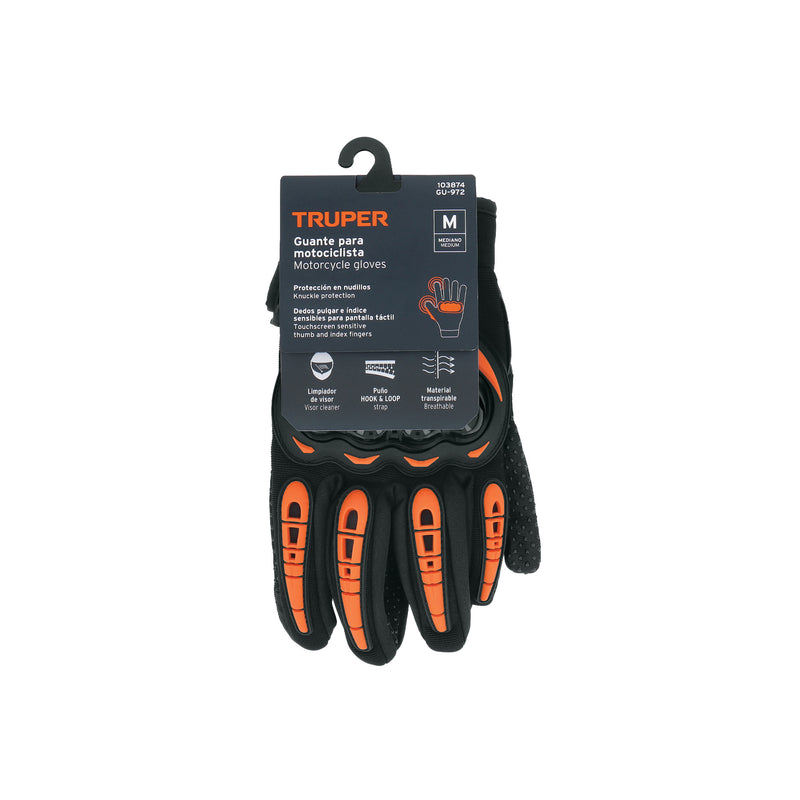 Guante con protección para motociclista, M, TRUPER