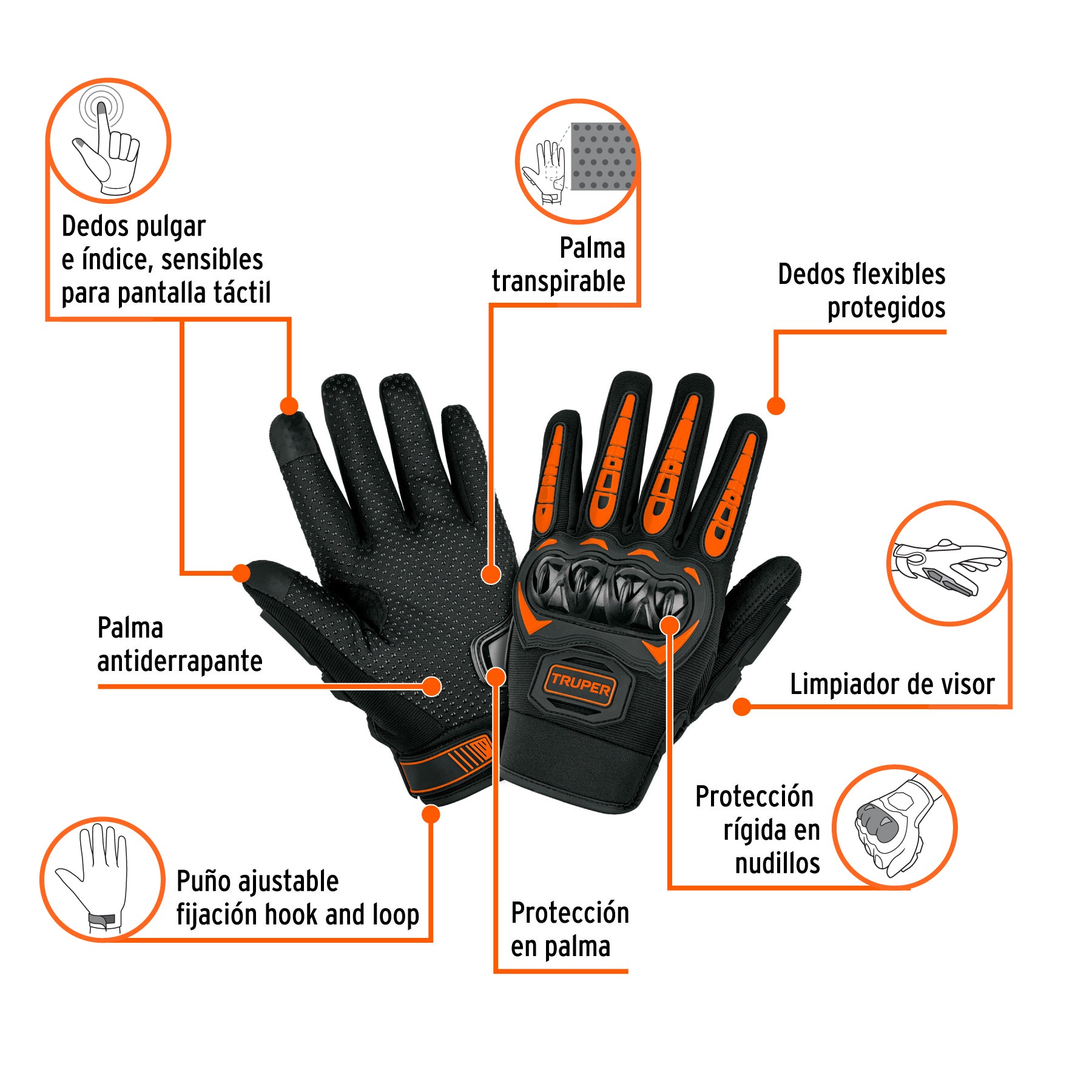 Guante con protección para motociclista, XG, TRUPER
