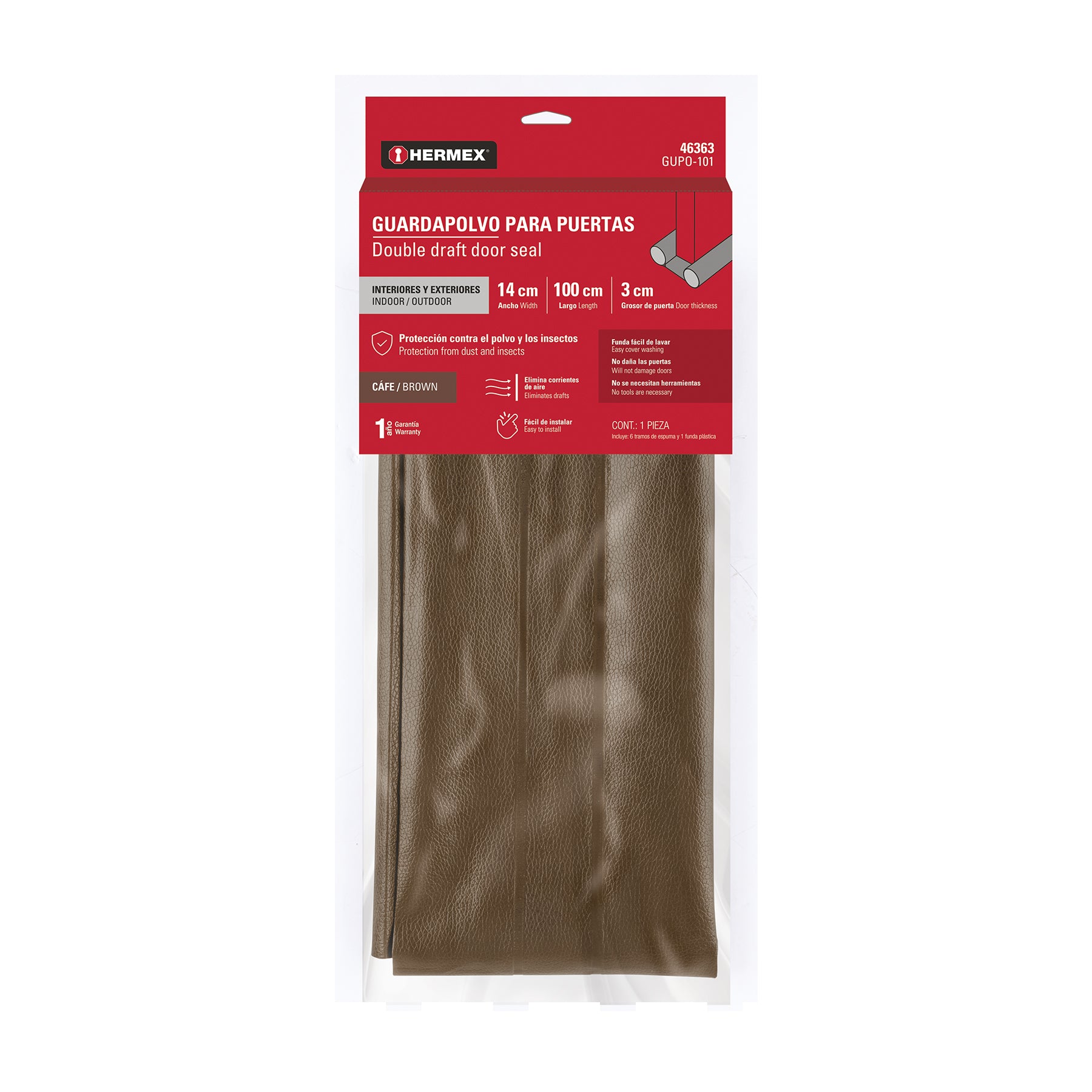 Guardapolvo con funda 100 cm, café, Hermex