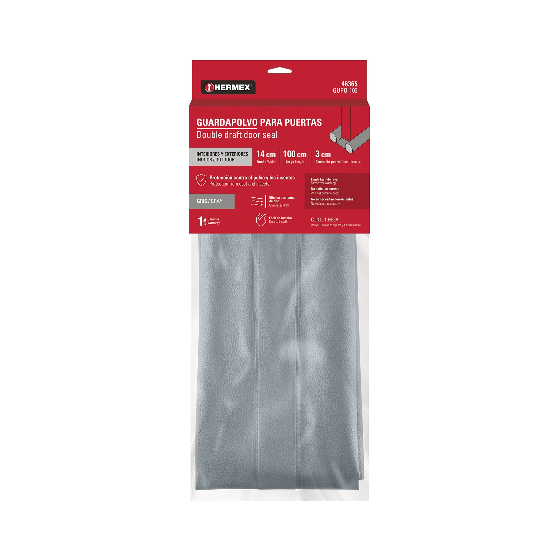 Guardapolvo con funda 100 cm, gris, Hermex
