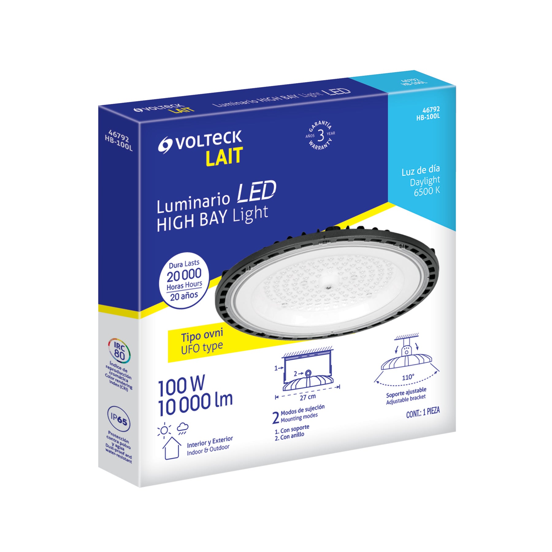 Luminario de LED 100 W High Bay, Volteck