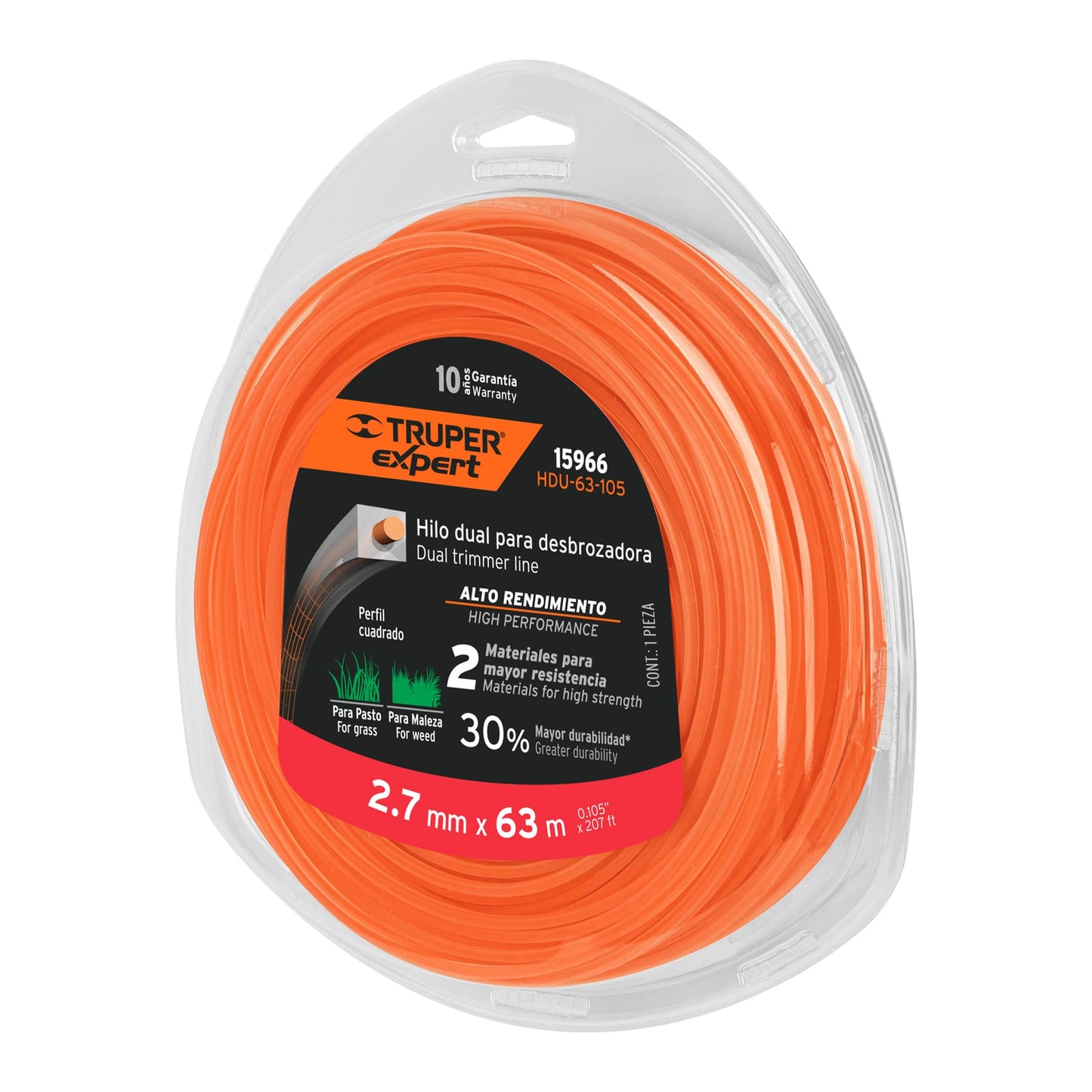 Hilo para desbrozadora dual, en blister, 63 m, 0.105"