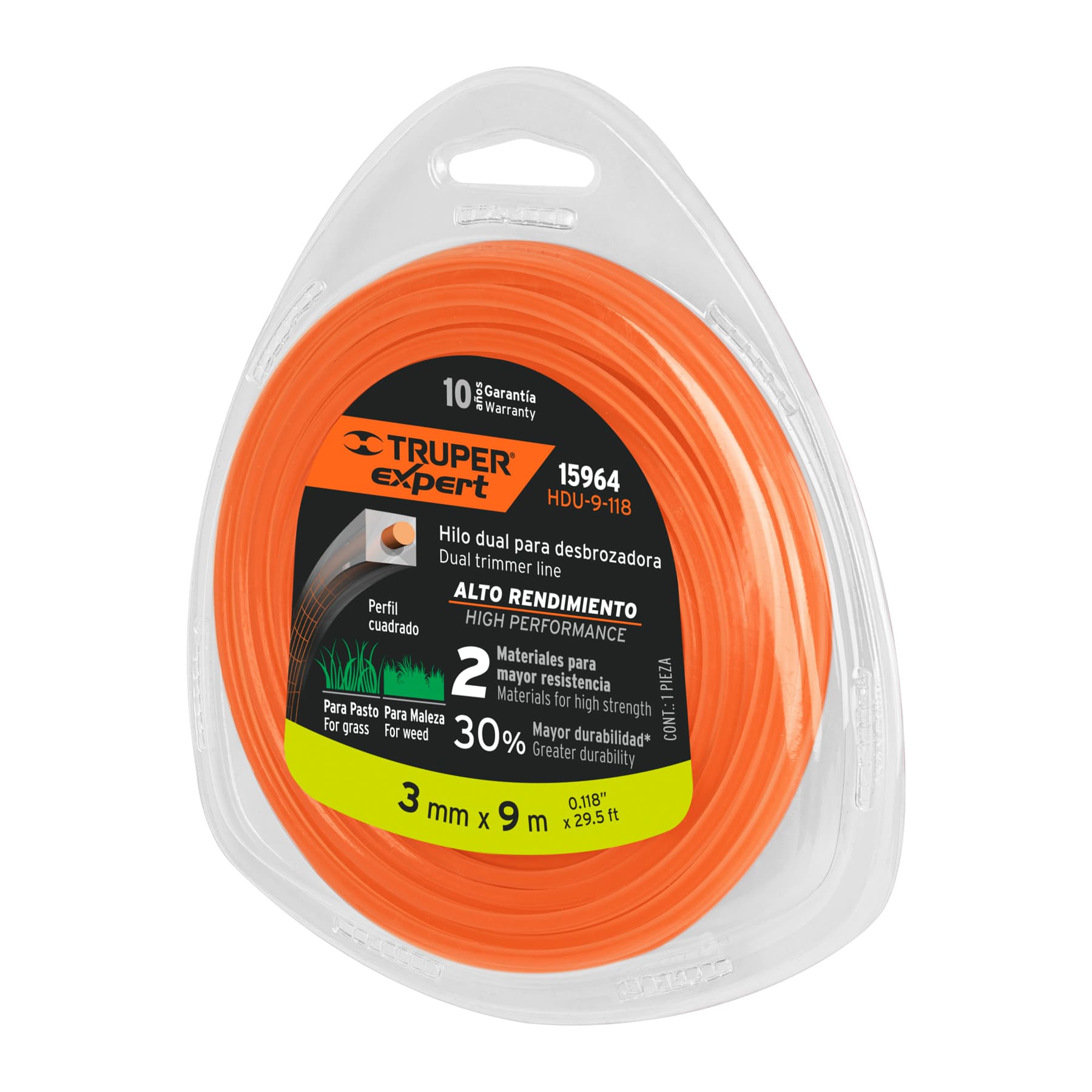 Hilo para desbrozadora dual, en blister, 9 m, 0.118"