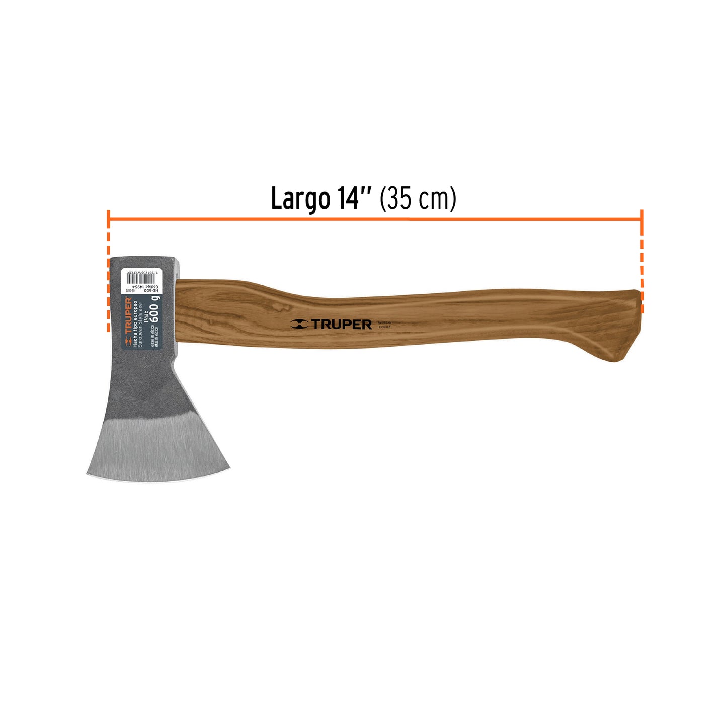 Hacha europea, 600 g, mango Hickory 14"