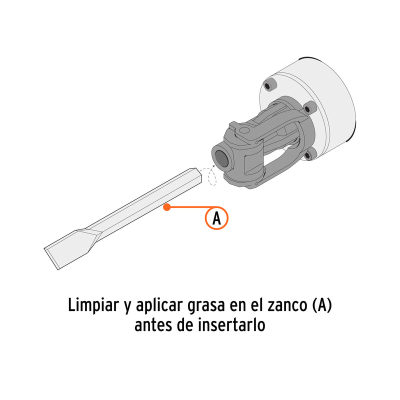 Cincel plano zanco hexagonal de 1 1/8', de 20' X 1.5'