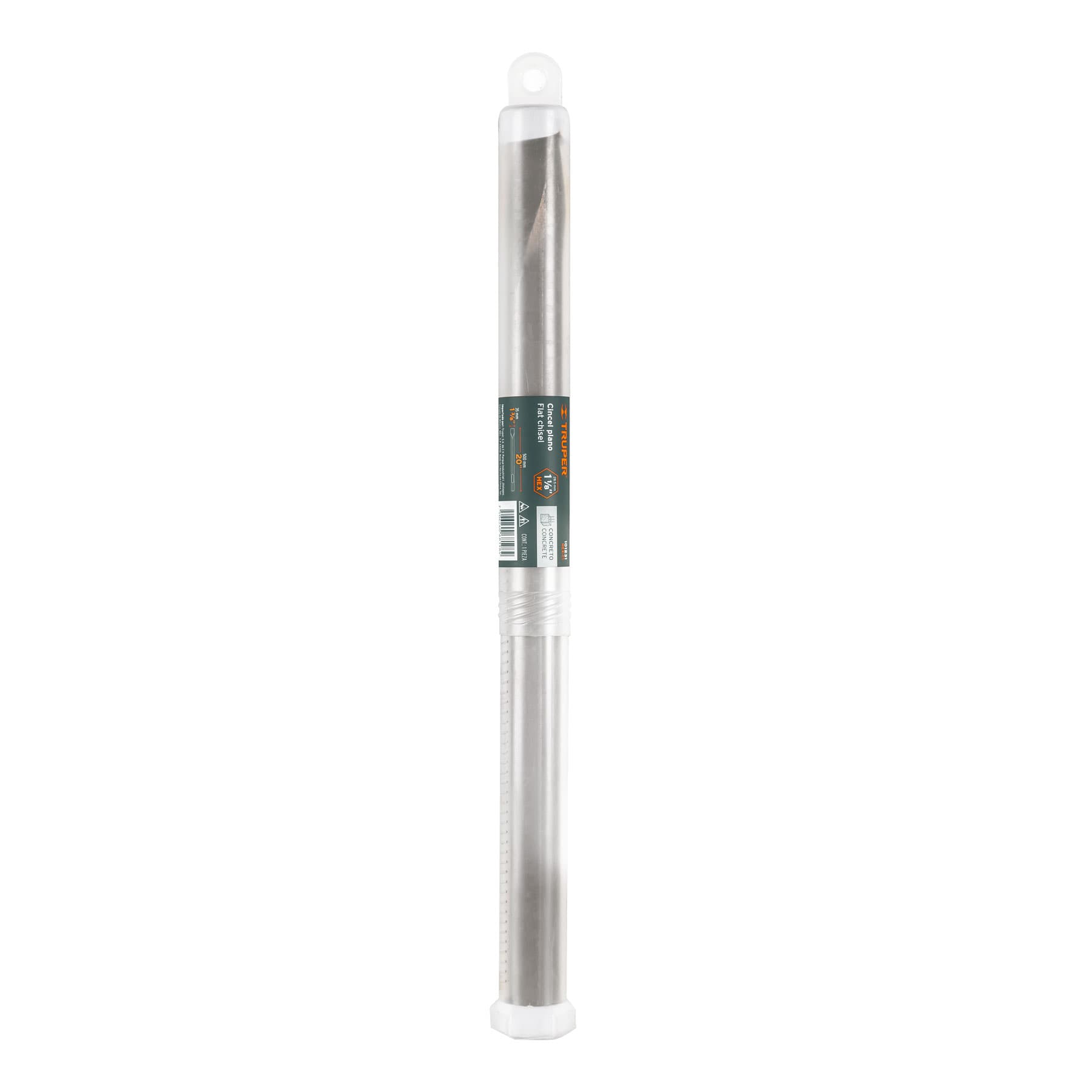 Cincel plano zanco hexagonal de 1 1/8', de 20' X 1.5'