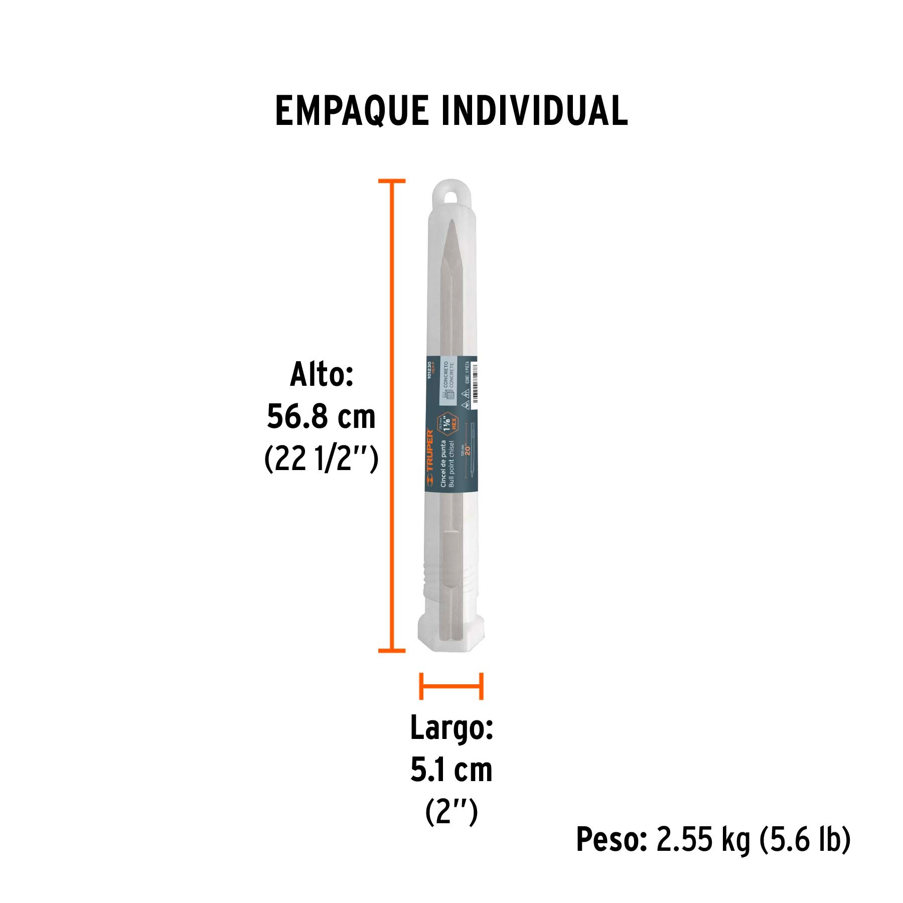 Cincel punta zanco hexagonal 1 1/8', 20'