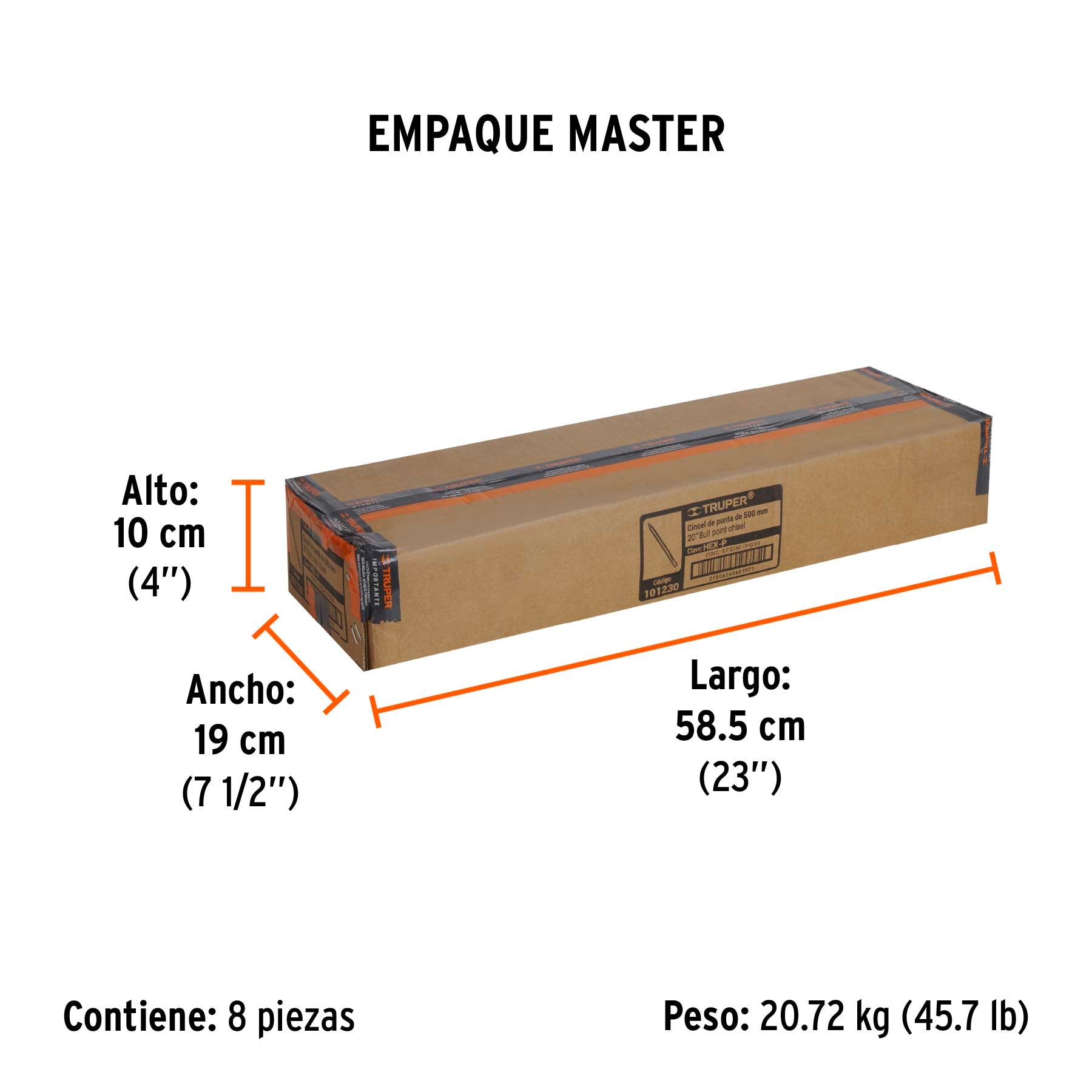 Cincel punta zanco hexagonal 1 1/8', 20'