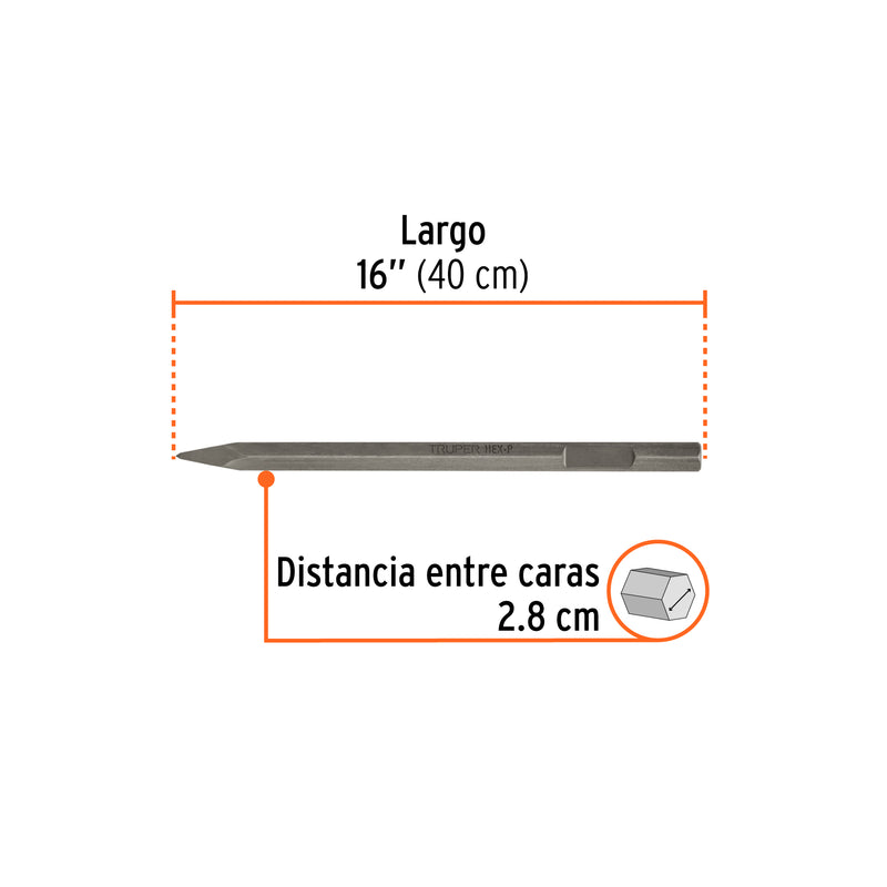Cincel punta zanco hexagonal 1 1/8', 20'