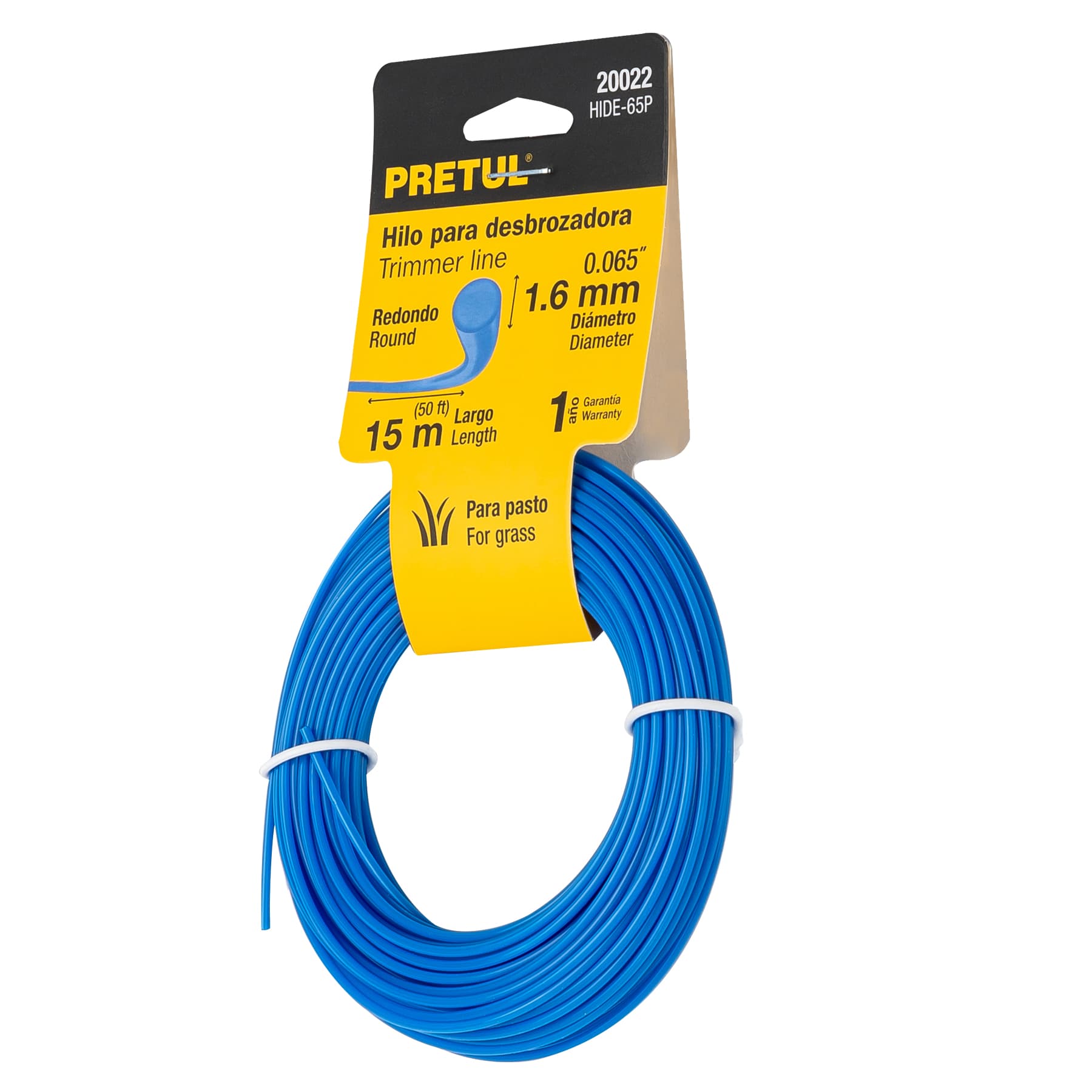 Hilo redondo para desbrozadora, 15 m, 1.6 mm, Pretul