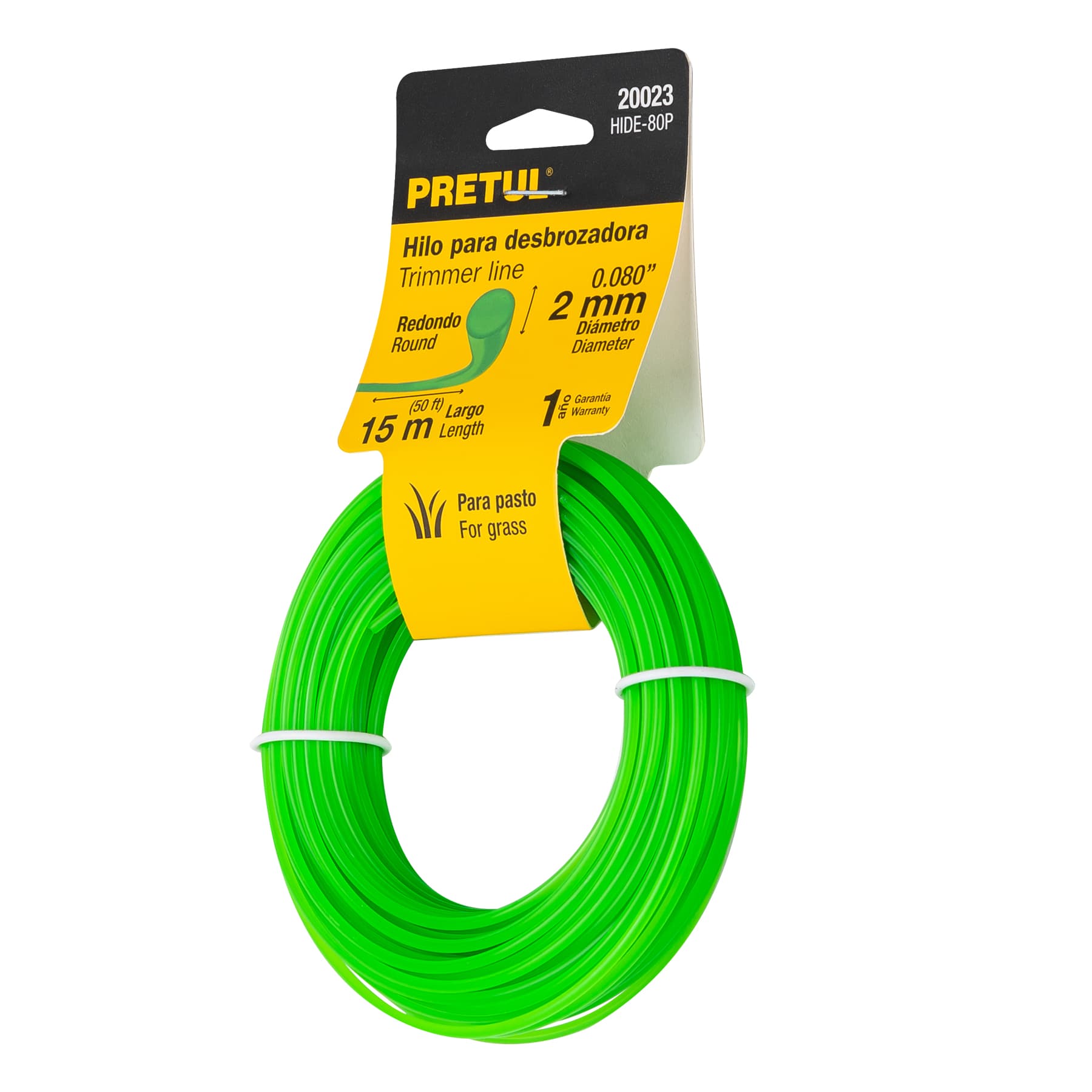Hilo redondo para desbrozadora, 15 m, 2 mm, Pretul
