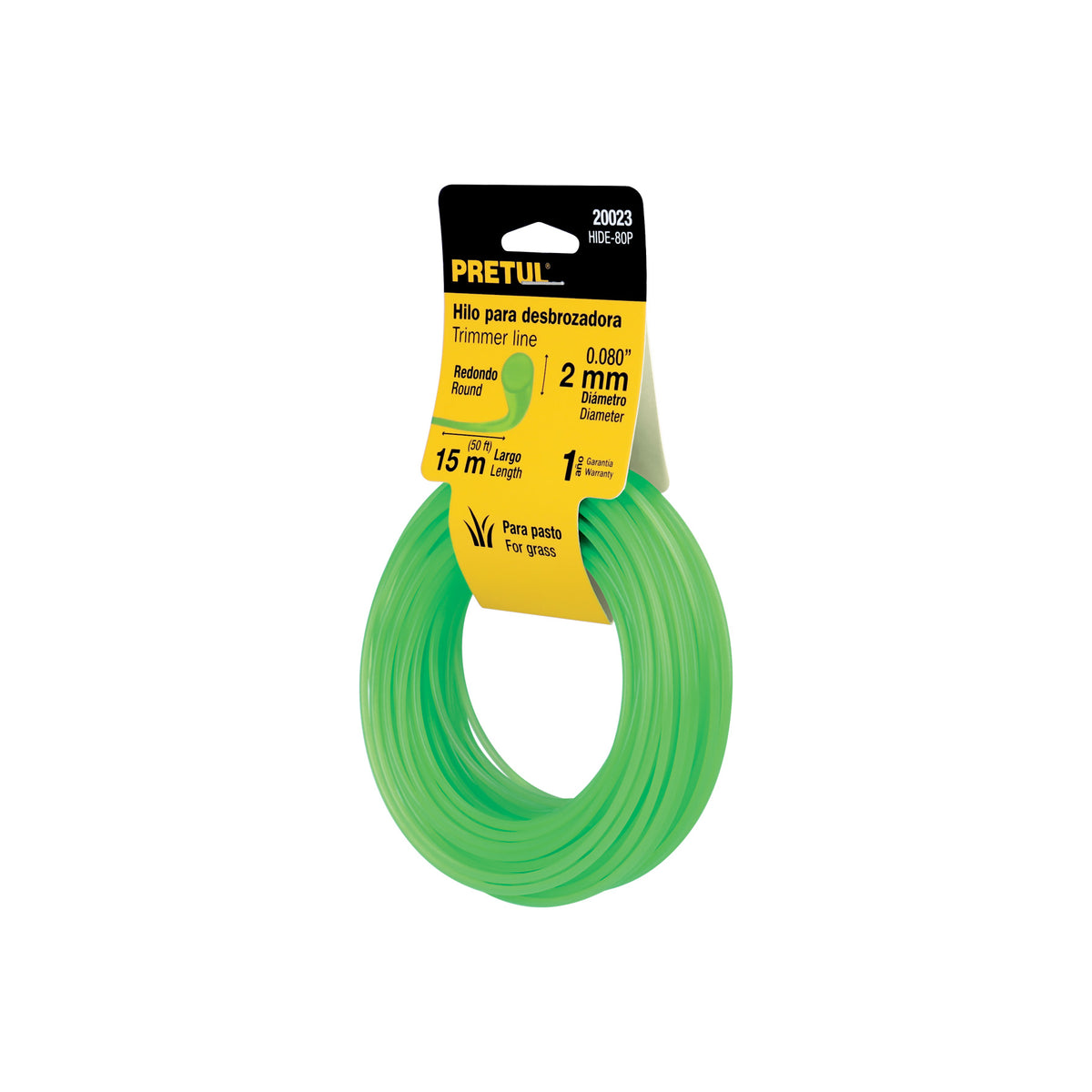Hilo redondo para desbrozadora, 15 m, 2 mm, Pretul