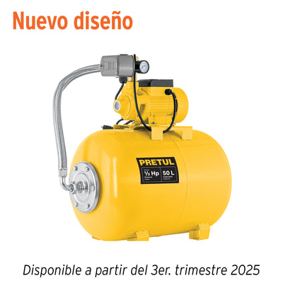 Bomba hidroneumática 1/2 HP, 50 litros, Pretul