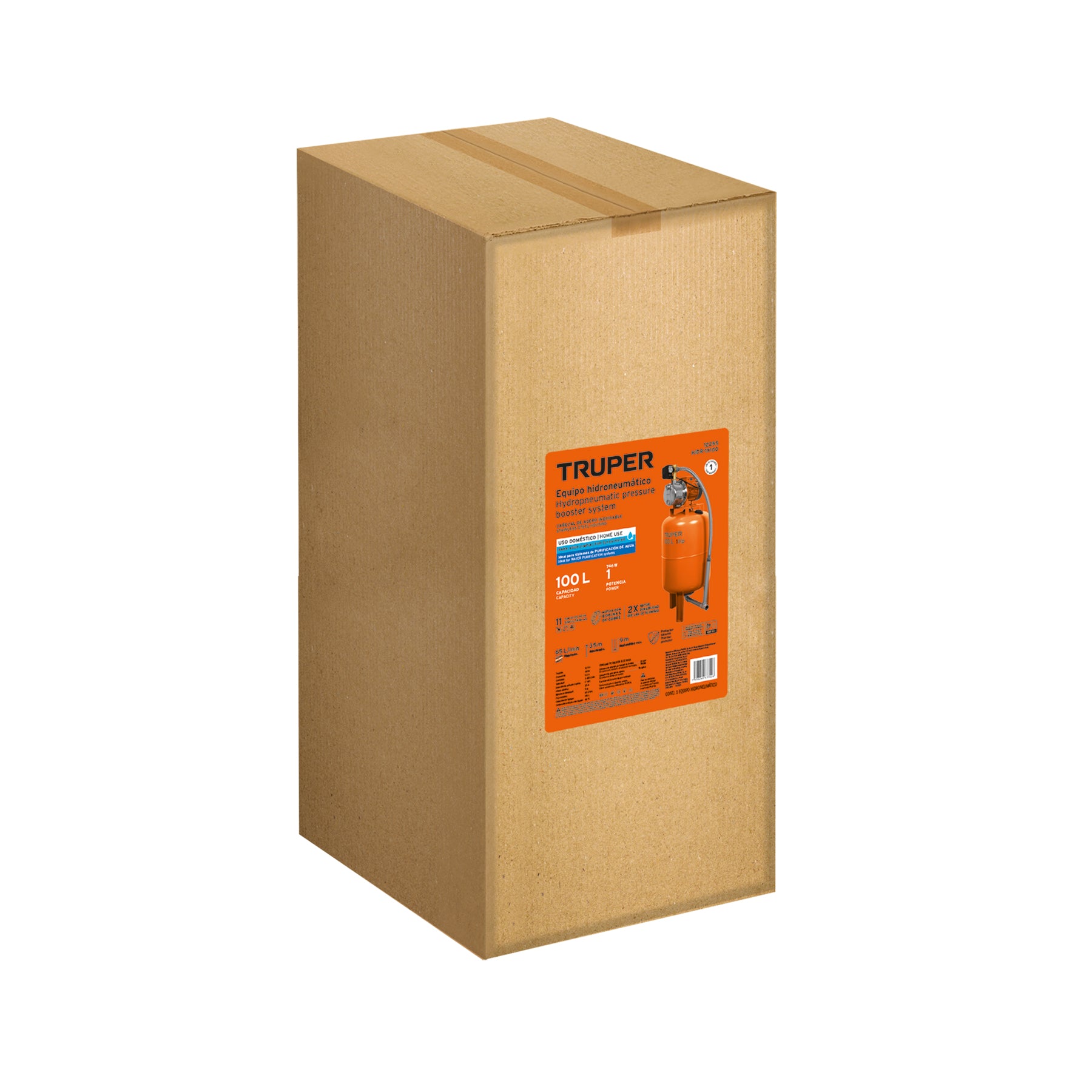 Bomba hidroneumática 1 HP, 100 litros